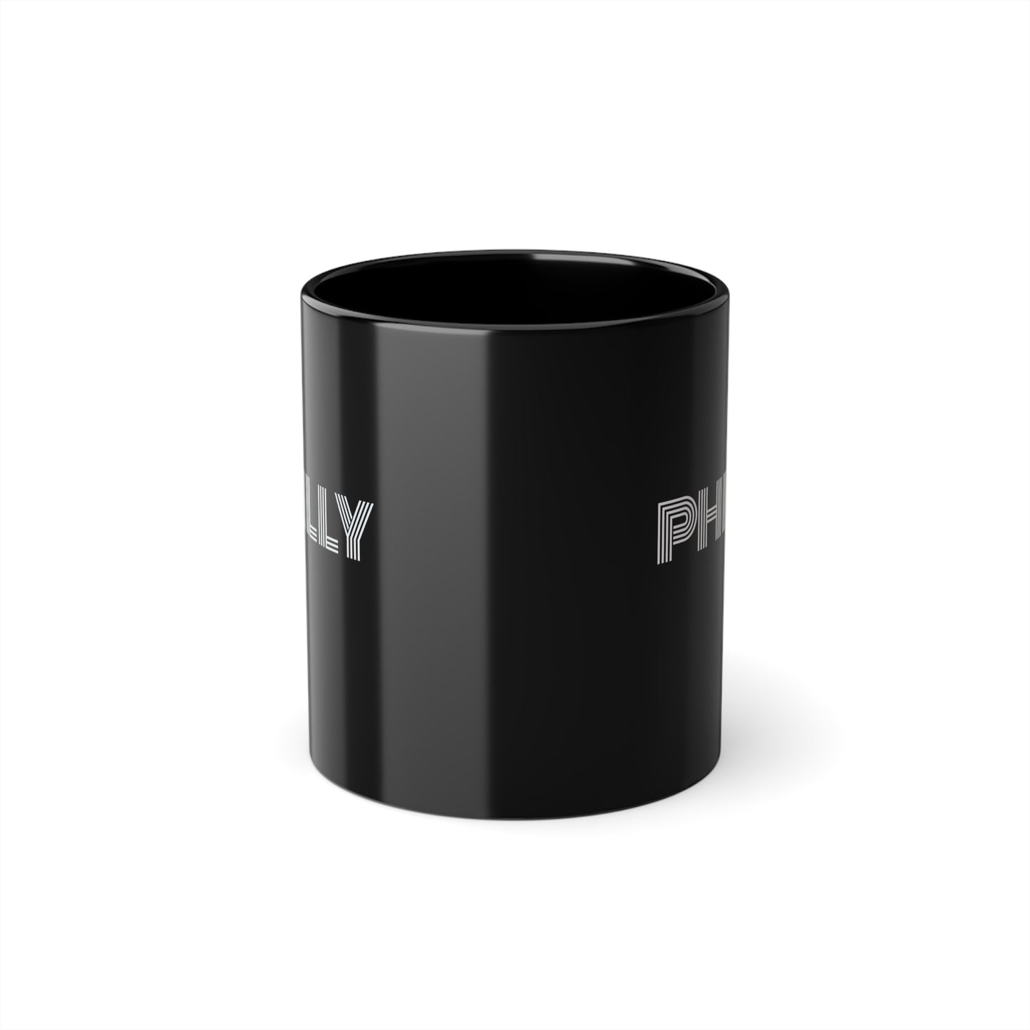 PHILLY, CITY MUG, Black Coffee Cup, 11oz