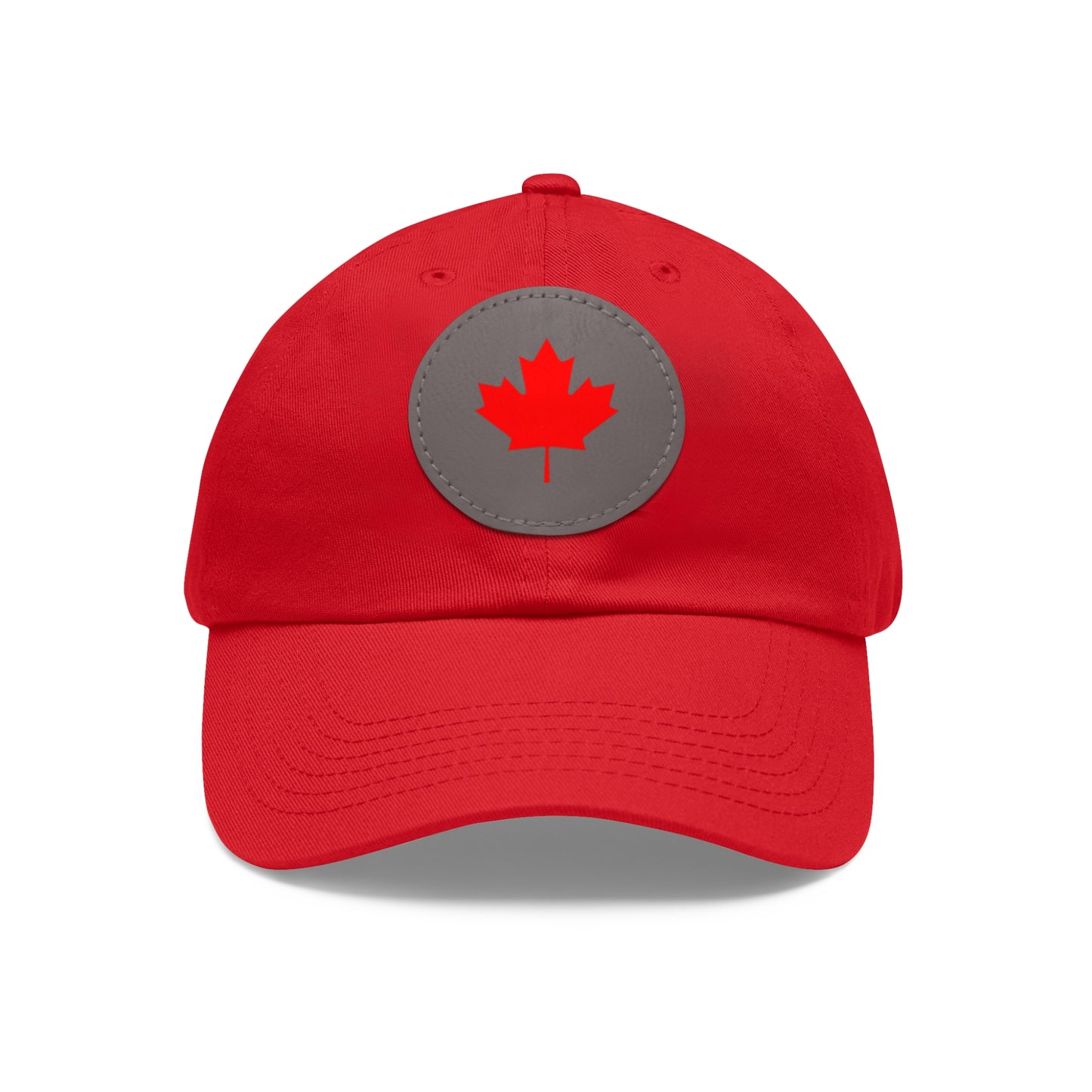 Dad Hat with Leather Patch (Round) with Canadian Maple Leaf