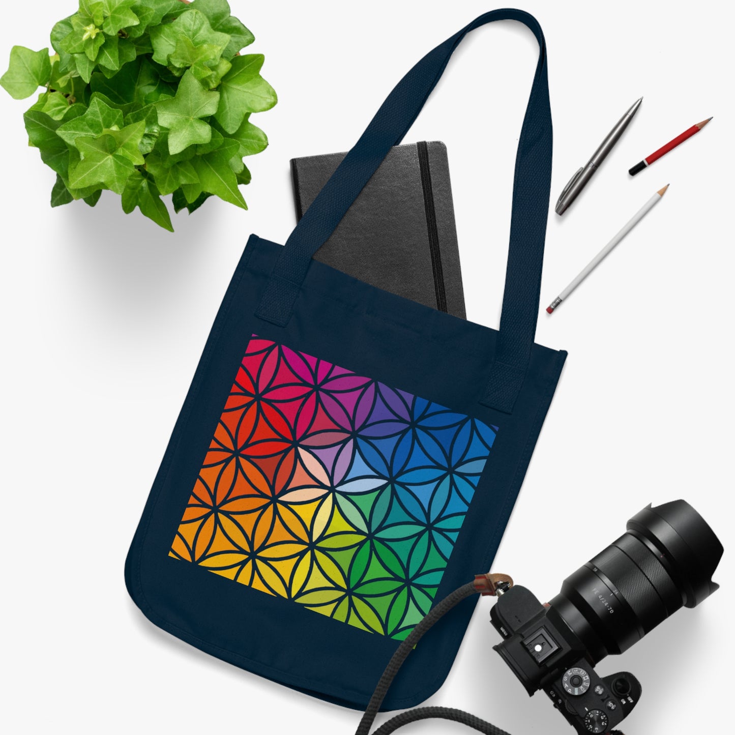 Organic Canvas Tote Bag, Flower of Life