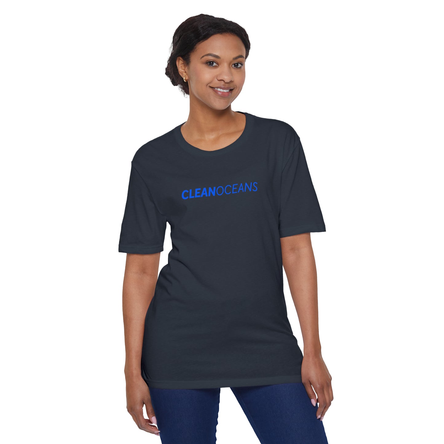 CleanOceans Unisex District® Re-Tee®, Blue Script