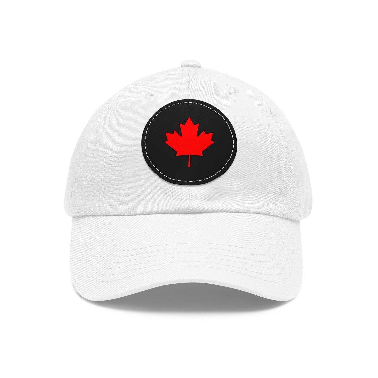 Dad Hat with Leather Patch (Round) with Canadian Maple Leaf
