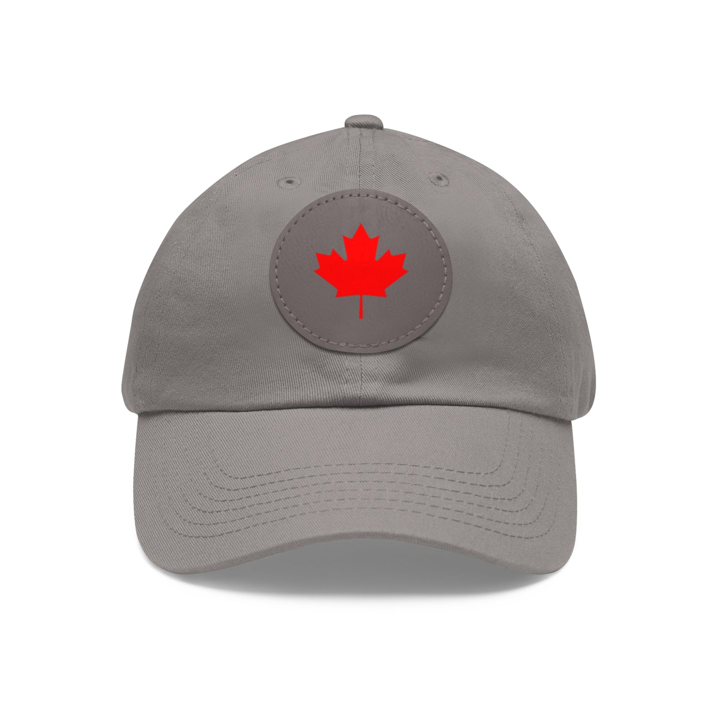 Dad Hat with Leather Patch (Round) with Canadian Maple Leaf
