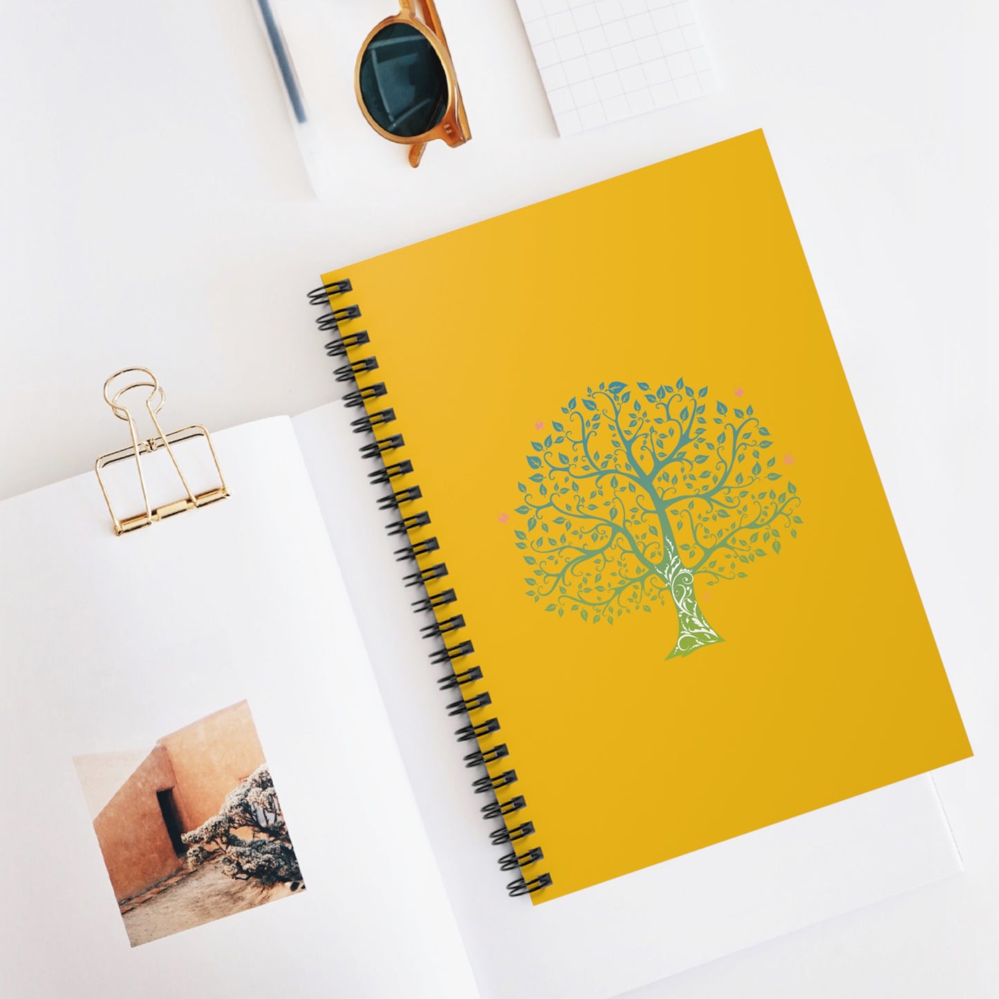 Tree of Life, Spiral Notebook, Ruled Line, Yellow Cover
