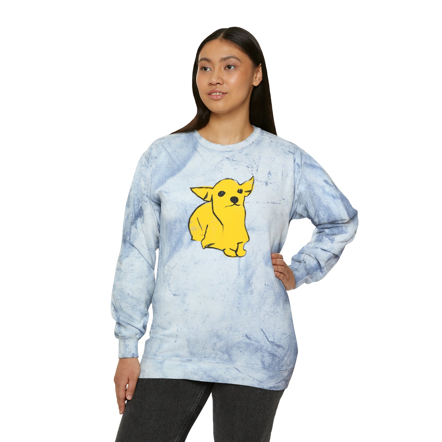 Chaco the Chihuahua, Unisex Color Blast Crewneck Sweatshirt