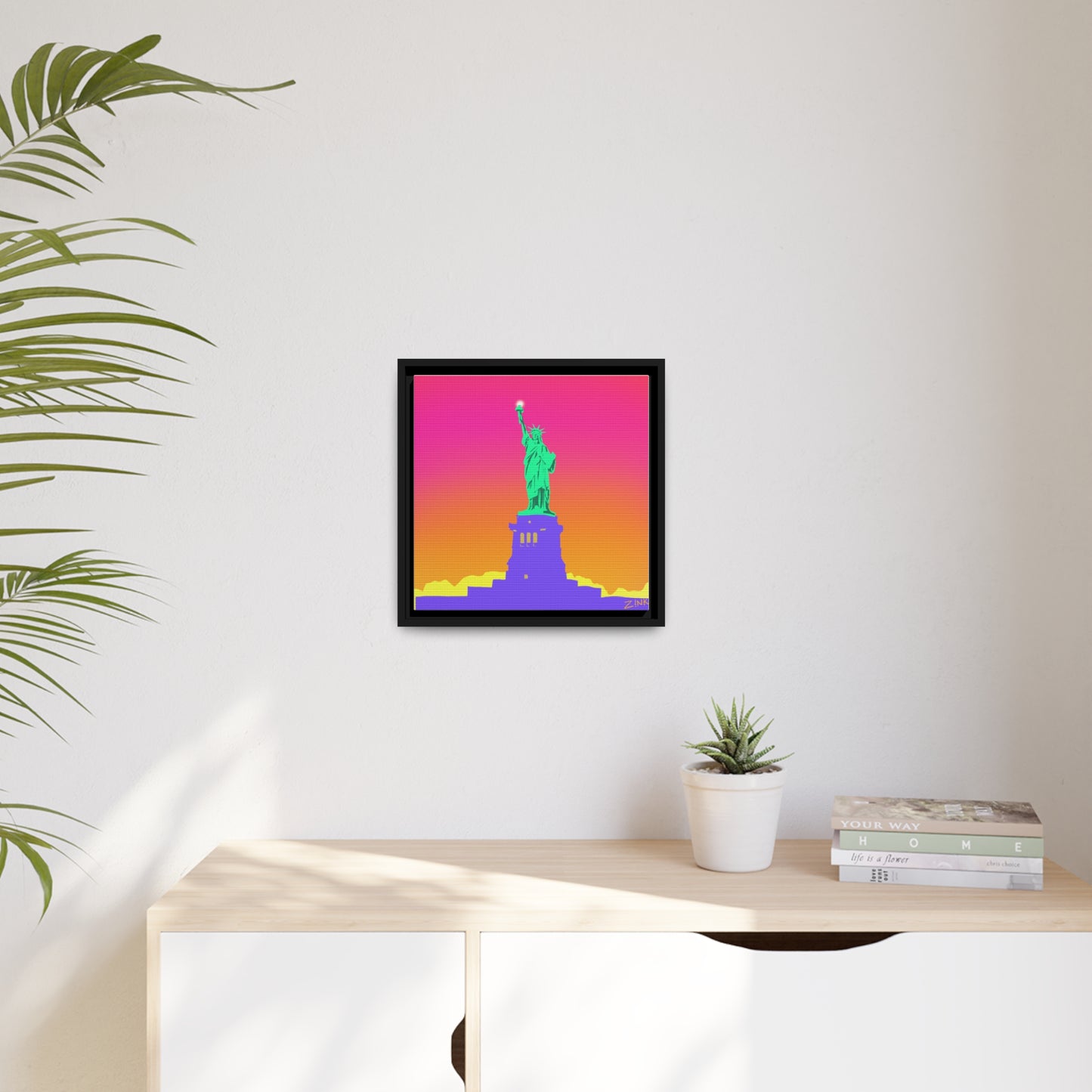 Statue of Liberty Pop Art, Matte Canvas, Black Frame