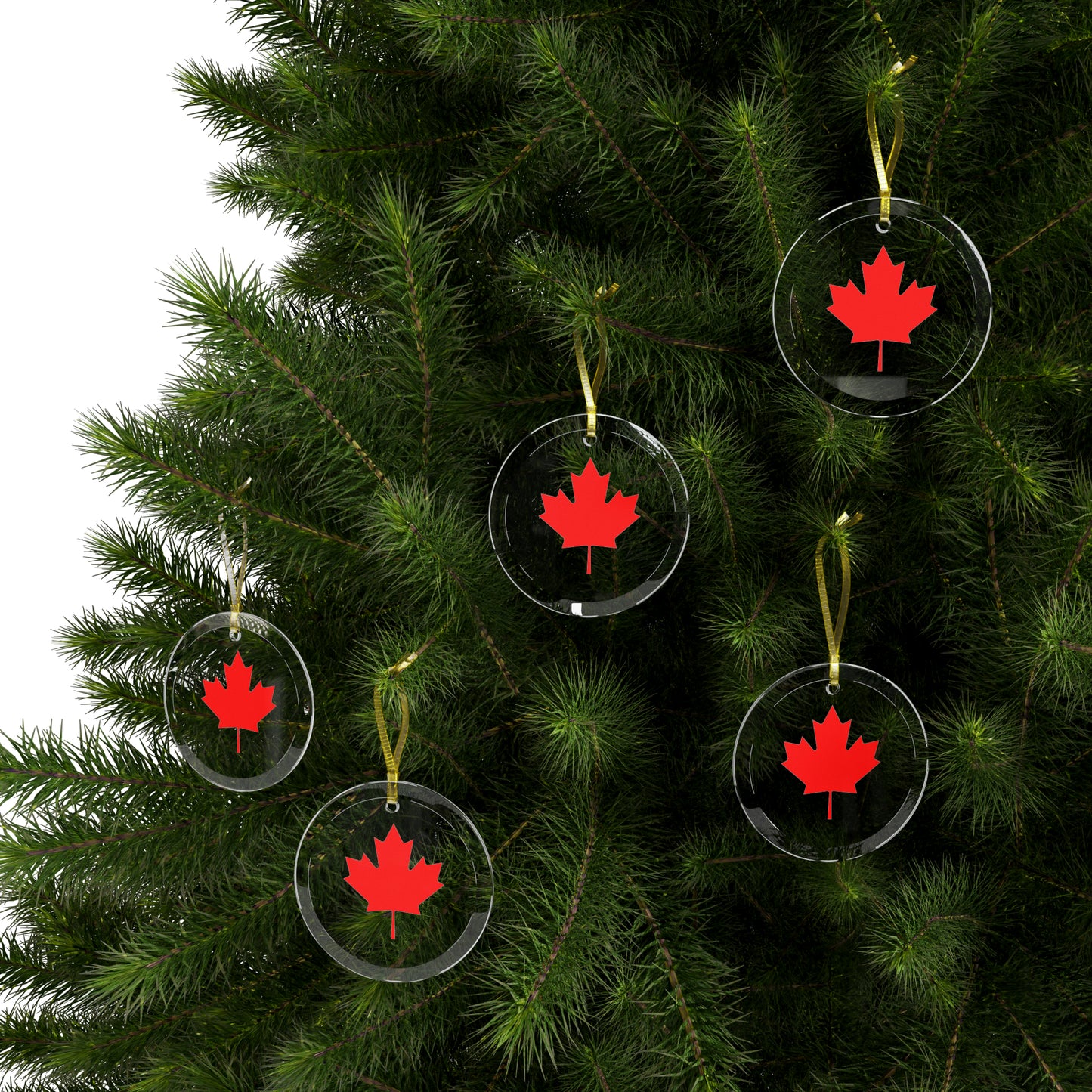 Glass Ornament Bundles, Canadian Maple Leaf