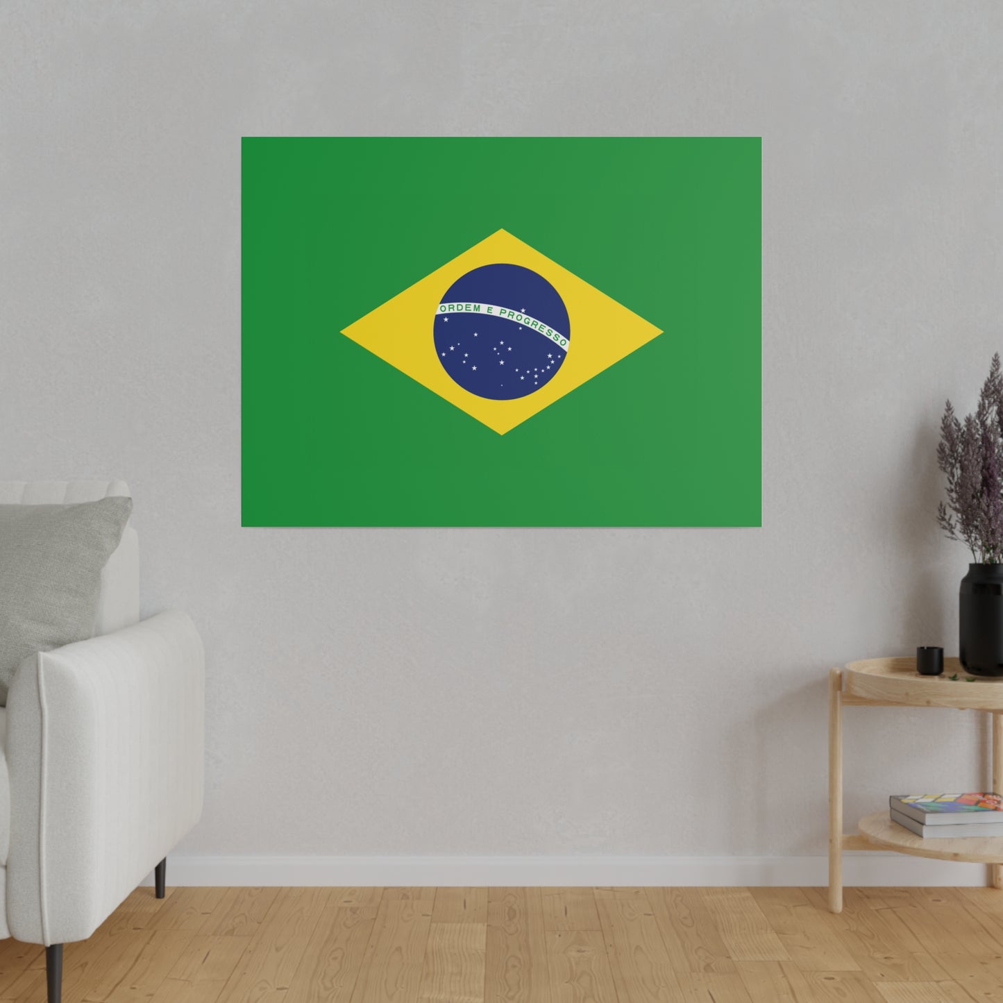 Brazilian Flag Matte Canvas, Stretched, 0.75"