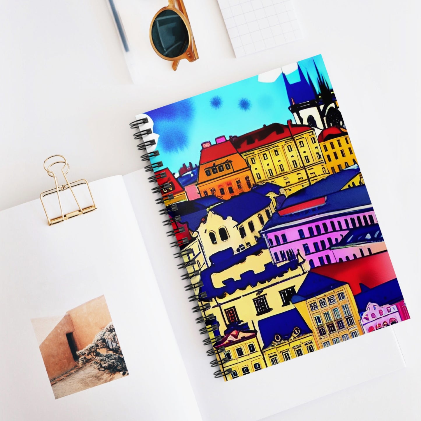 Urban City Illustration, Spiral Notebook, Ruled Line