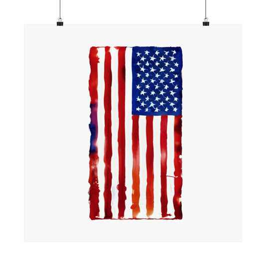 American Flag Watercolor, Premium Matte Vertical Posters