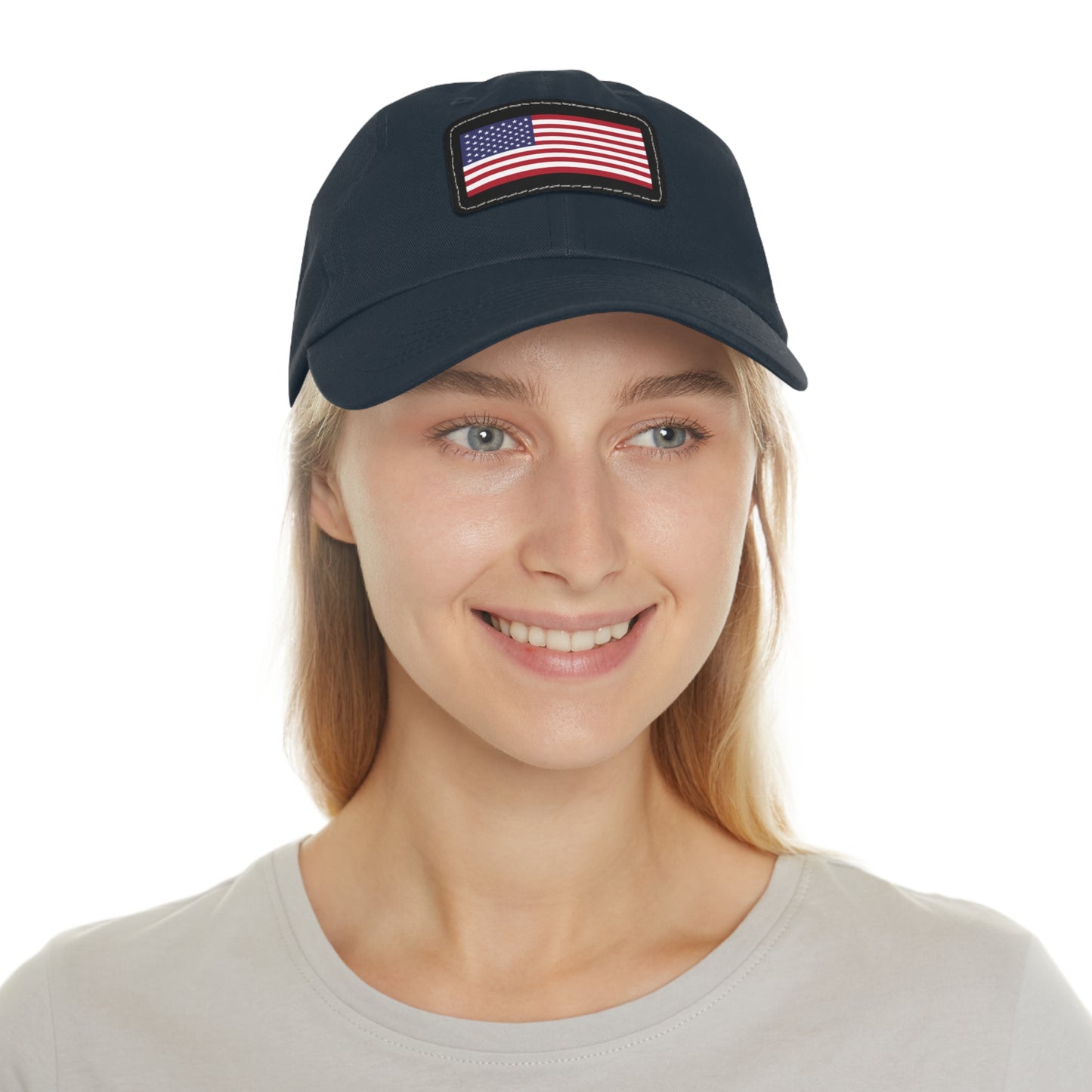 American Flag, Dad Hat with Leather Patch