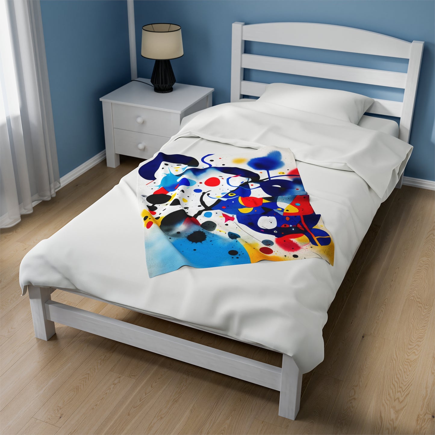 Abstract Velveteen Plush Blanket, Inspired by Miro