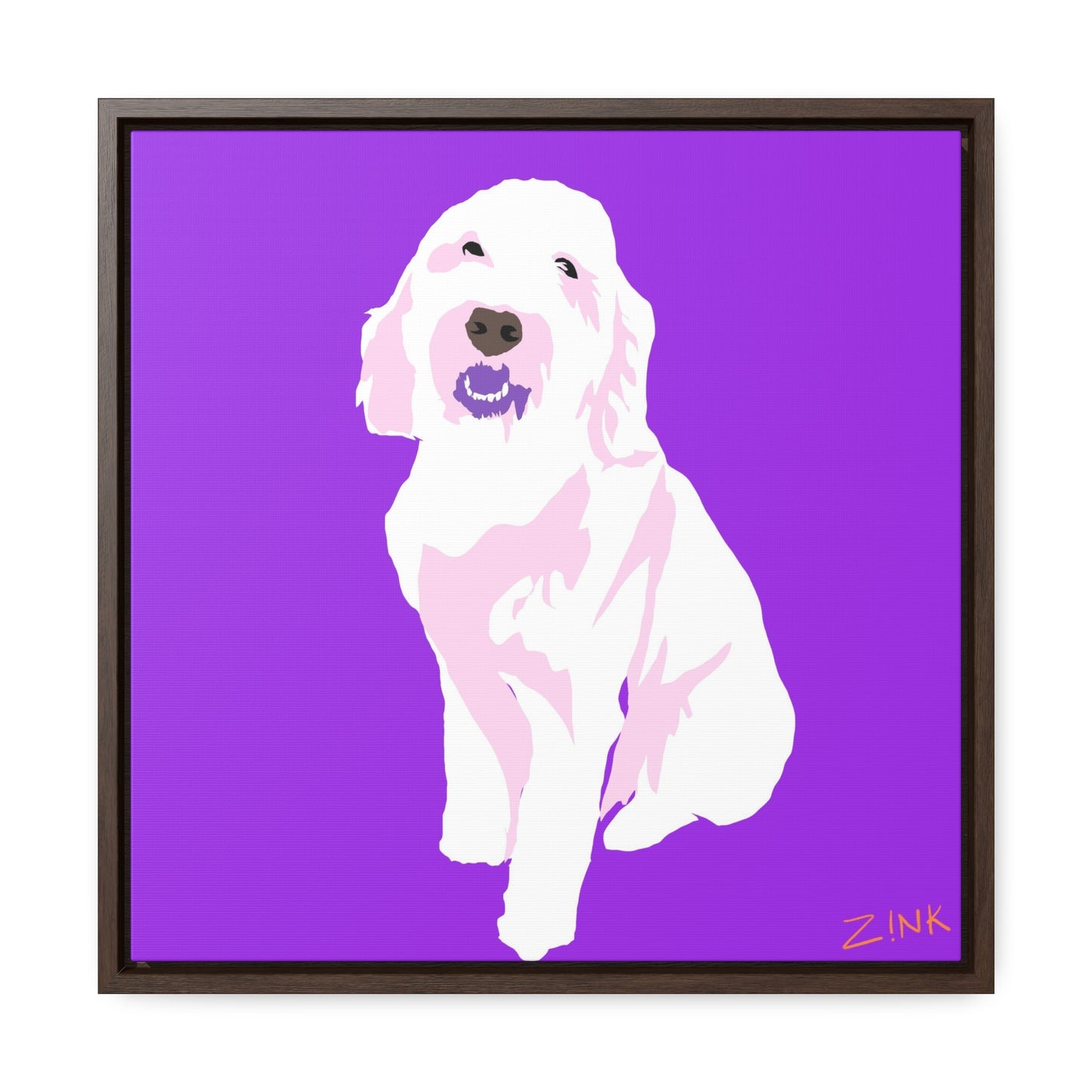 Dog Art, Square Framed Premium Gallery Wrap Canvas