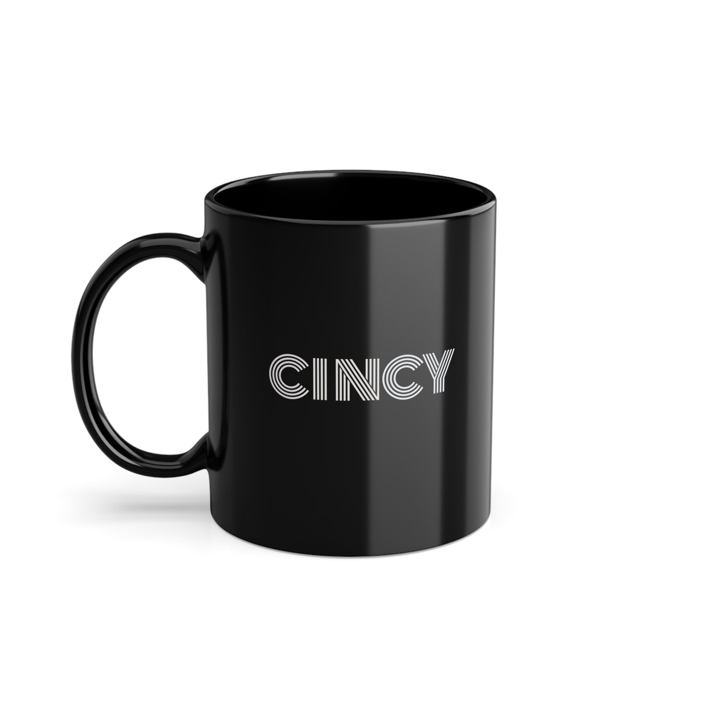 CINCY, CITY MUG, Black Coffee Cup, 11oz