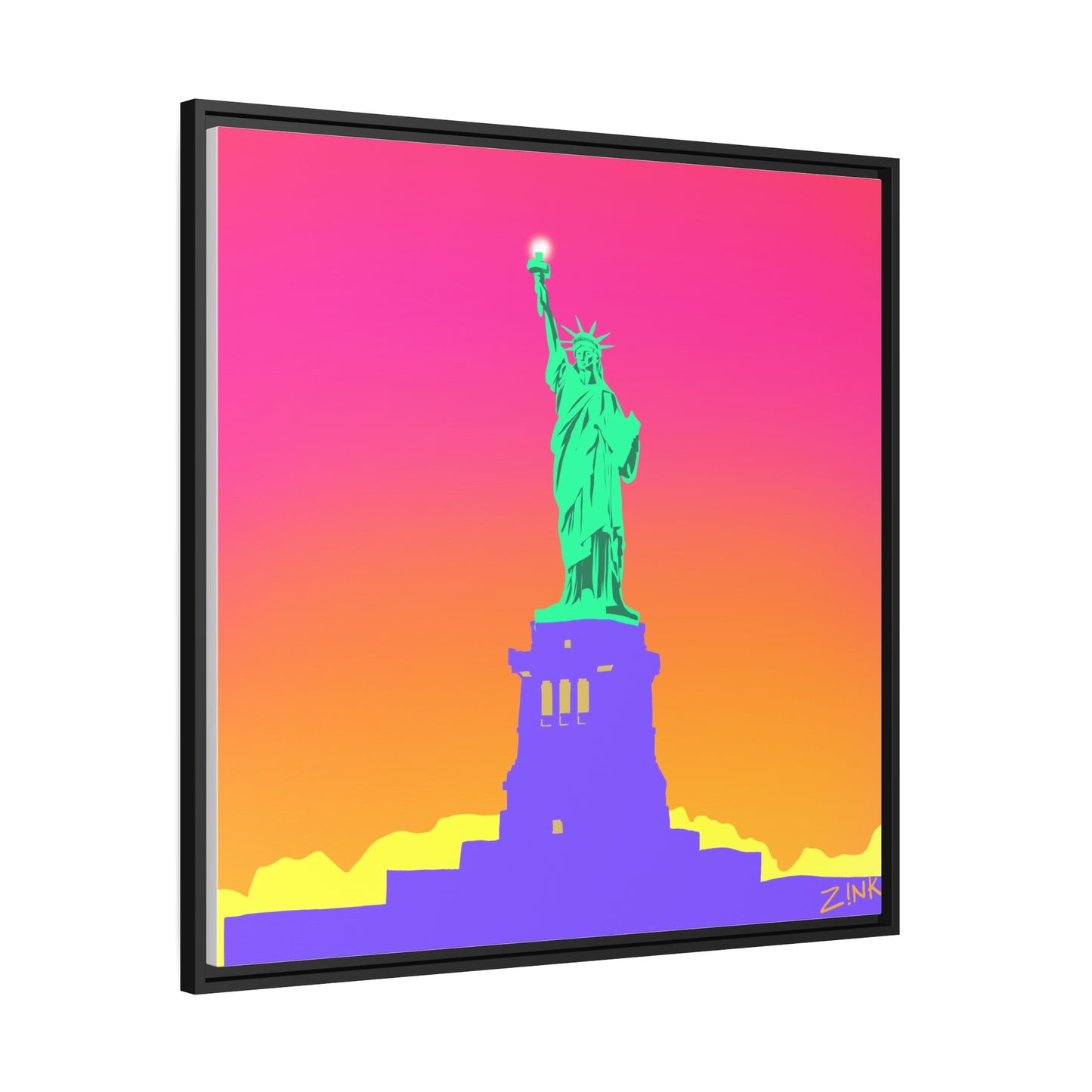 Statue of Liberty Pop Art, Matte Canvas, Black Frame