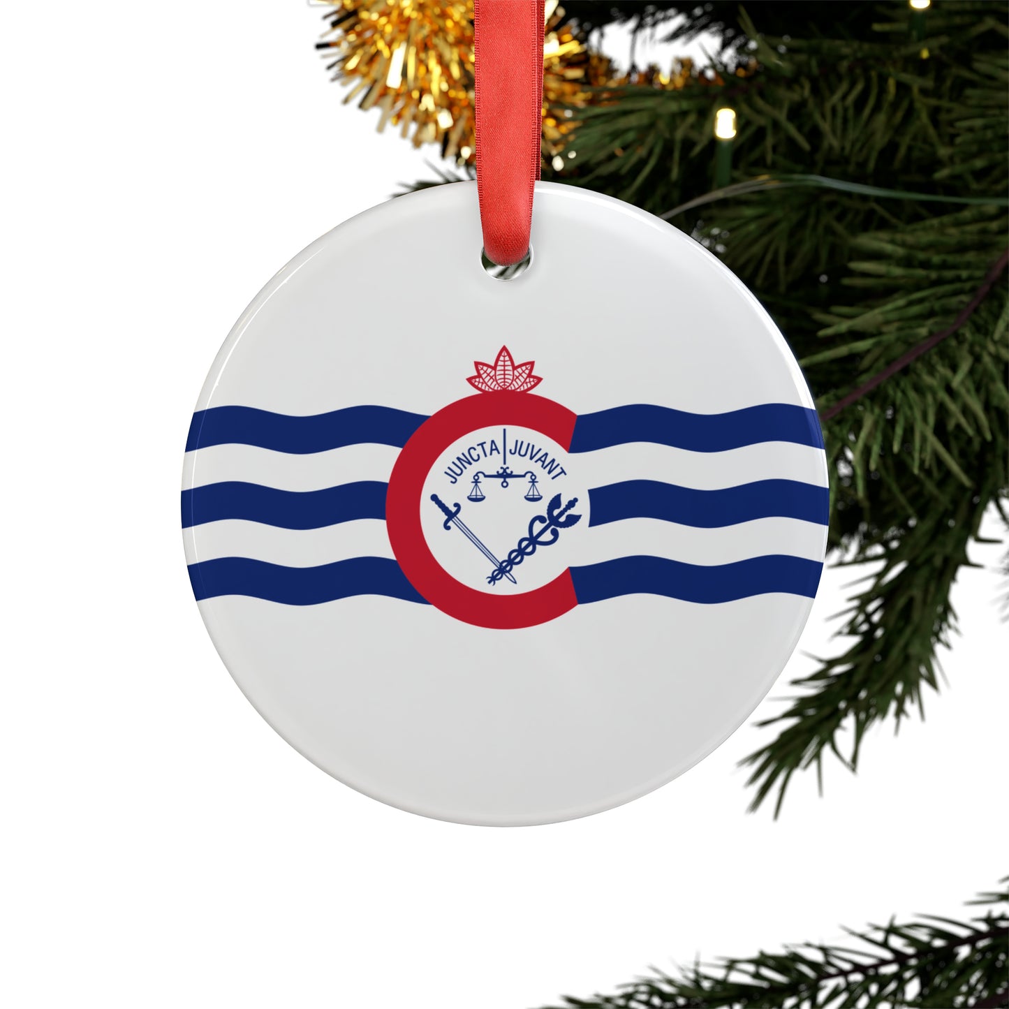 Cincinnati Flag Acrylic Ornament with Ribbon