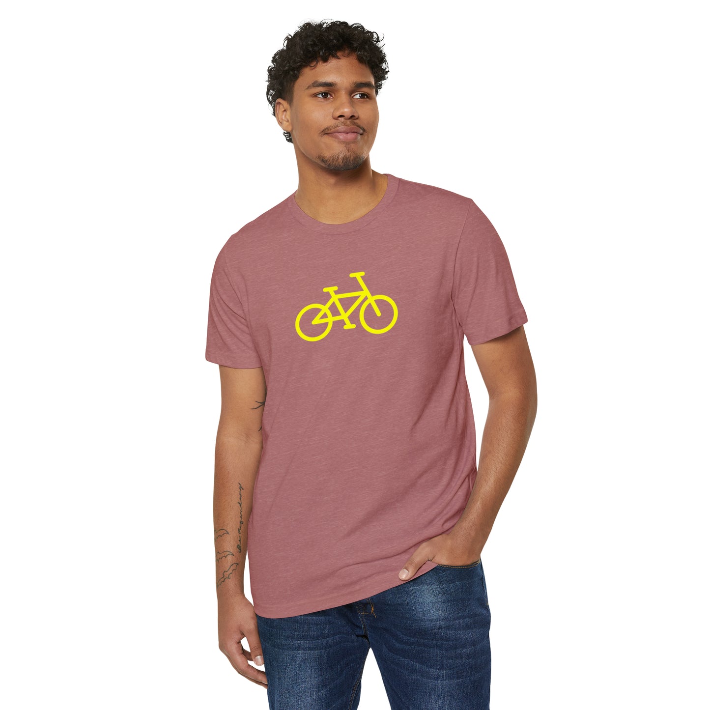BIKE Unisex Recycled Organic T-Shirt, Gold Print