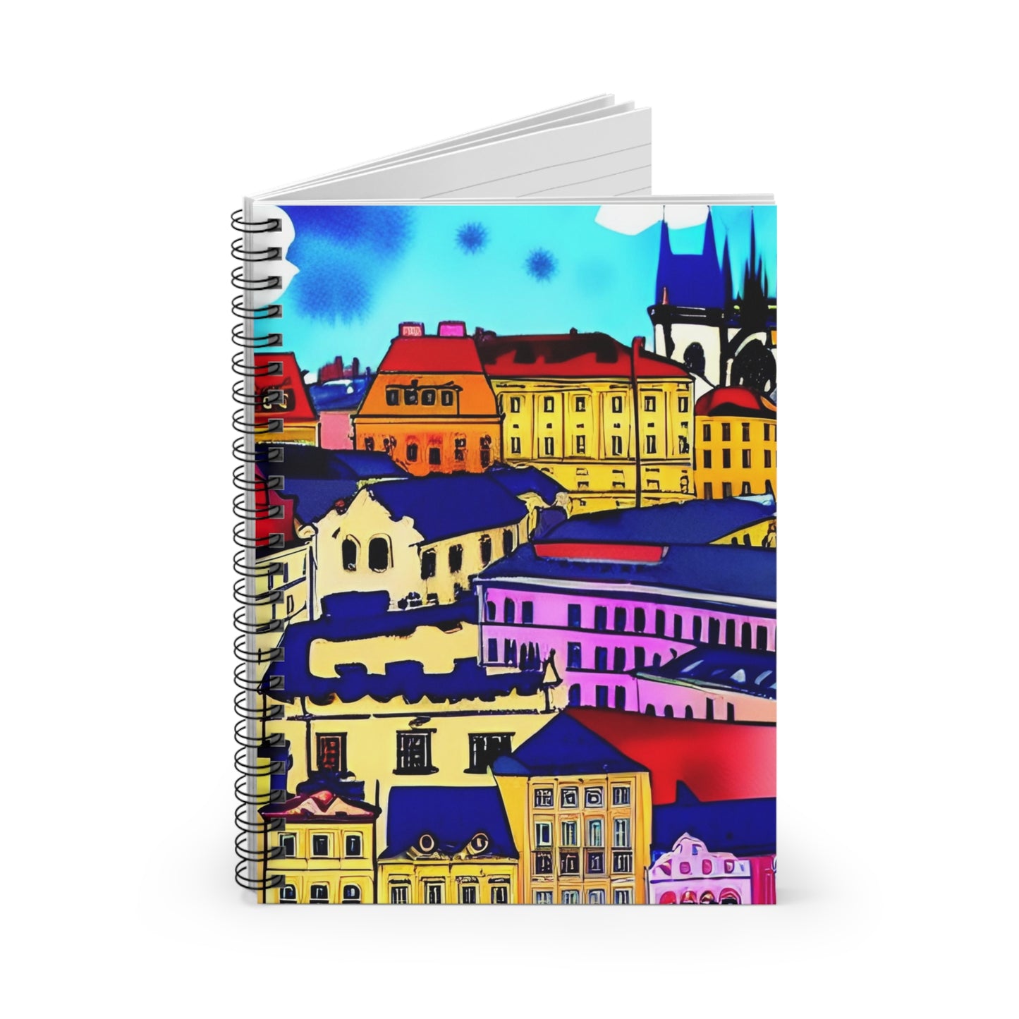 Urban City Illustration, Spiral Notebook, Ruled Line