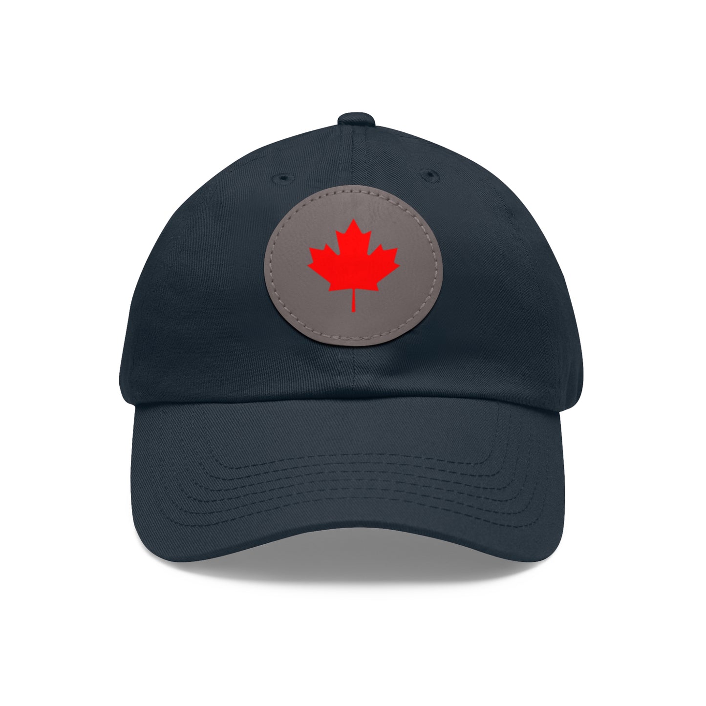 Dad Hat with Leather Patch (Round) with Canadian Maple Leaf