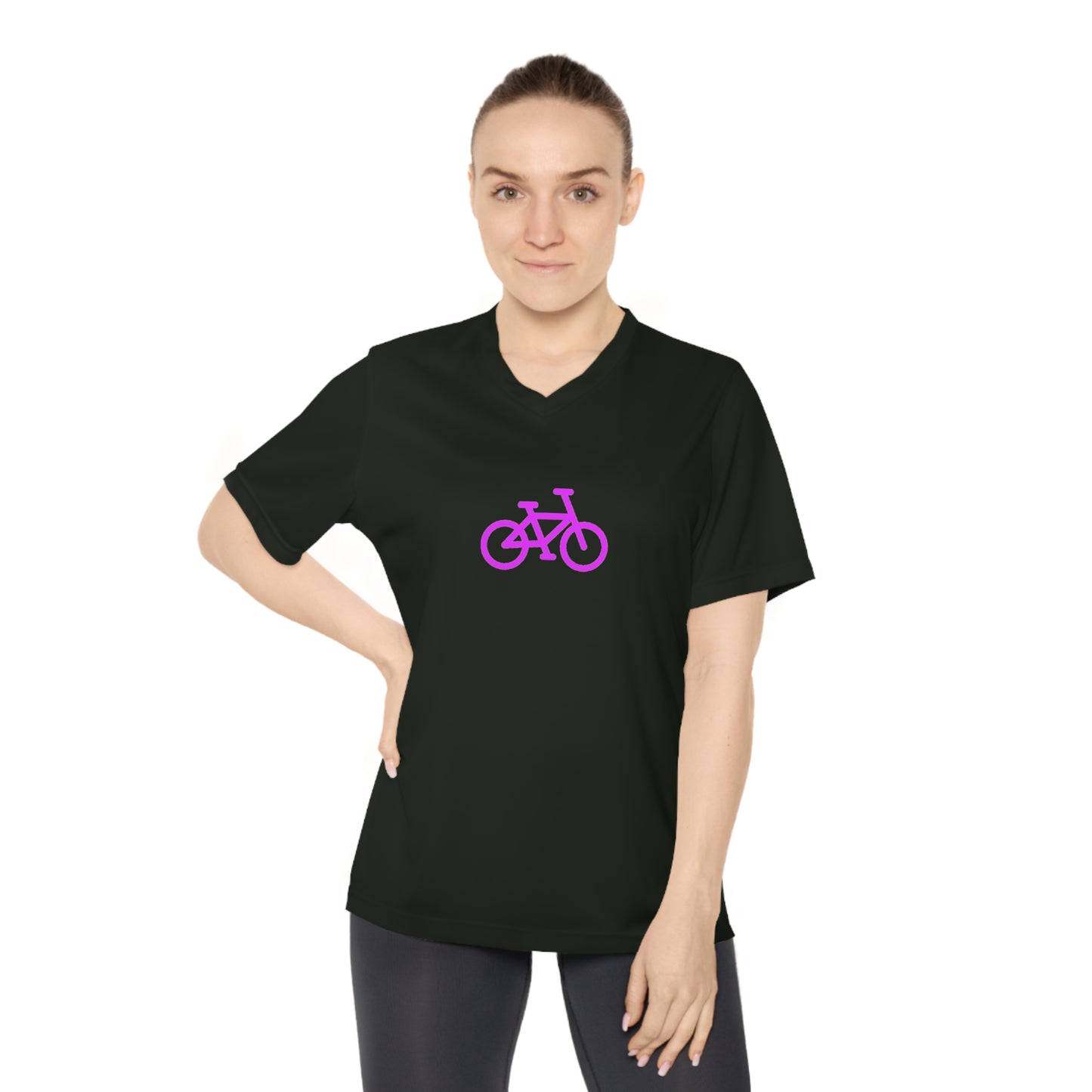 BIKE Women's Performance V-Neck T-Shirt, Pink Print