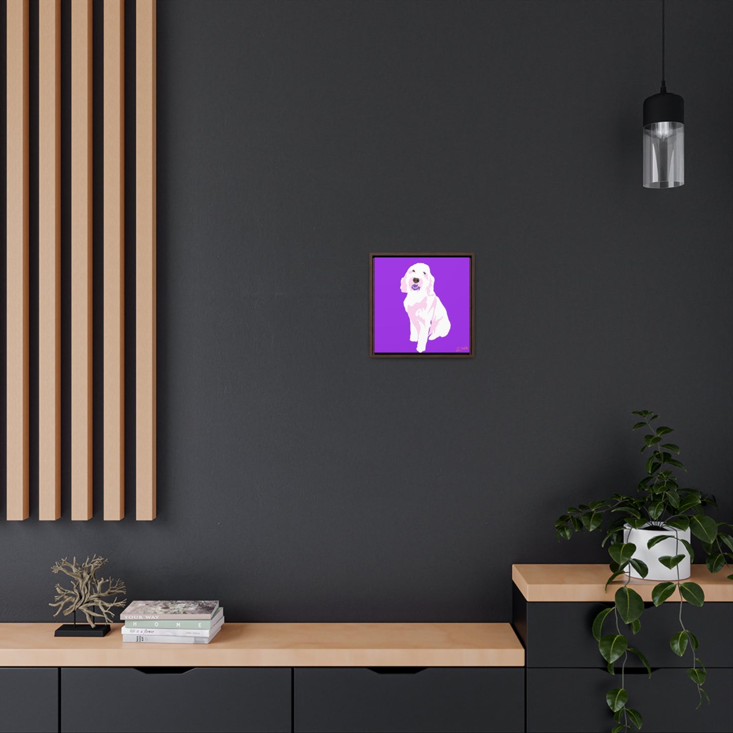 Dog Art, Square Framed Premium Gallery Wrap Canvas