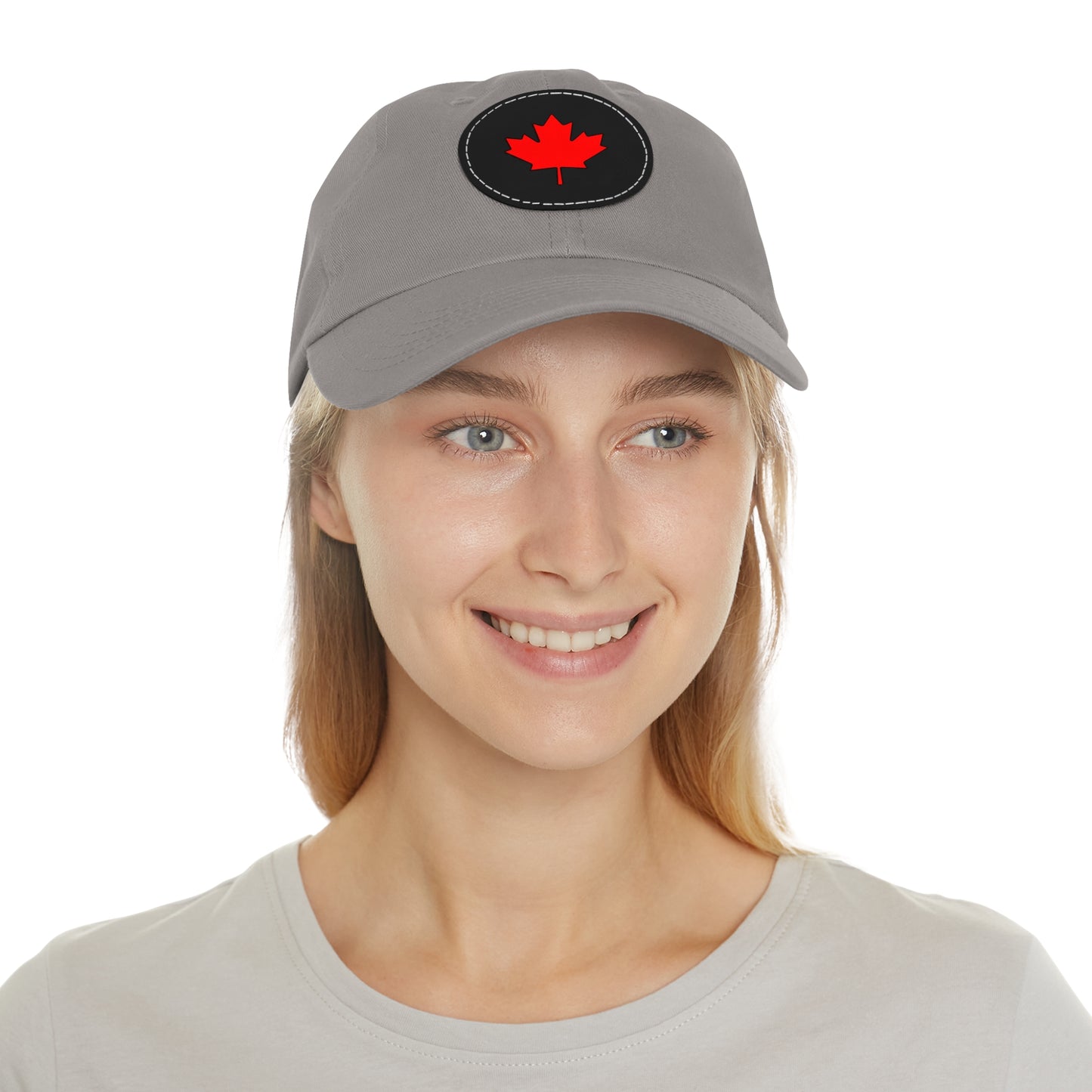 Dad Hat with Leather Patch (Round) with Canadian Maple Leaf