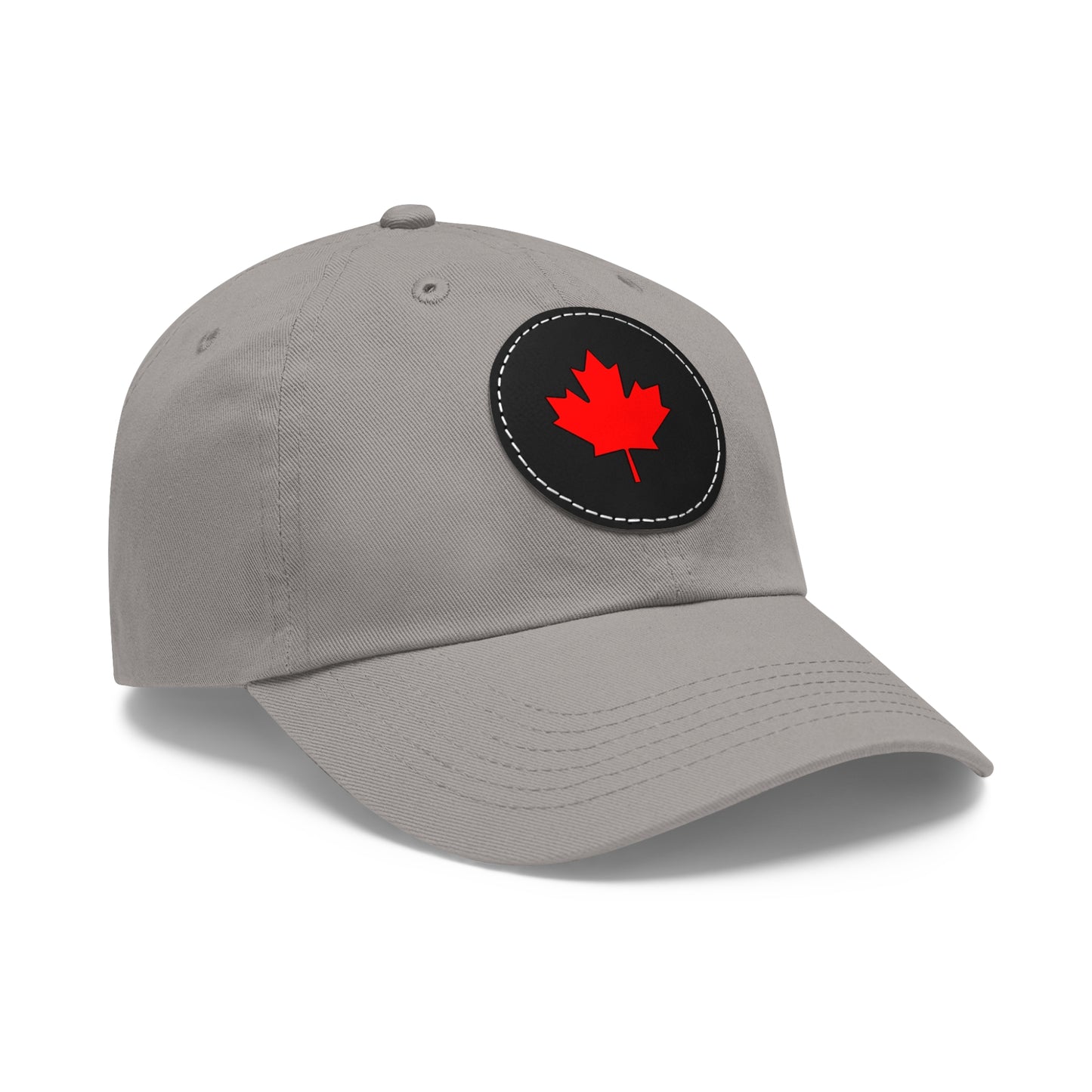 Dad Hat with Leather Patch (Round) with Canadian Maple Leaf