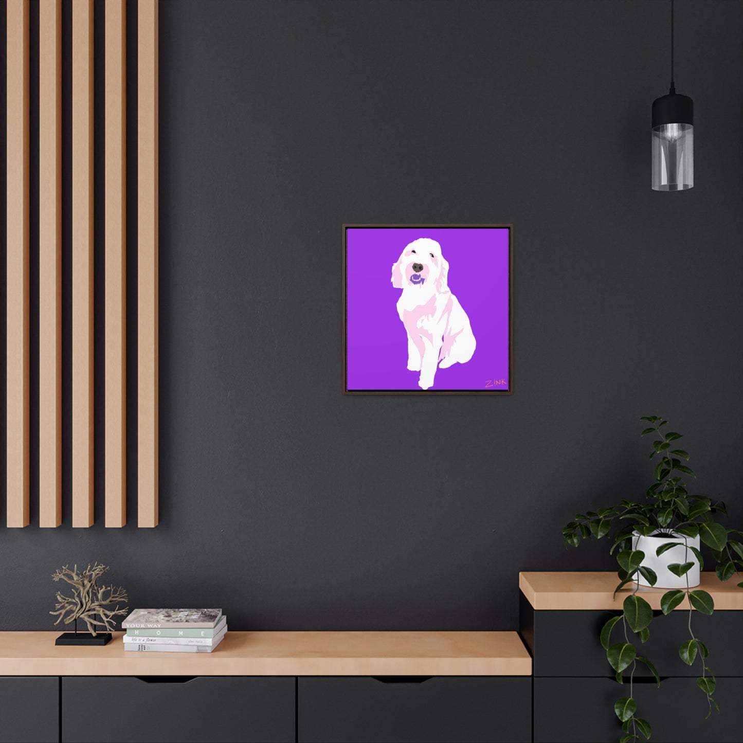 Dog Art, Square Framed Premium Gallery Wrap Canvas
