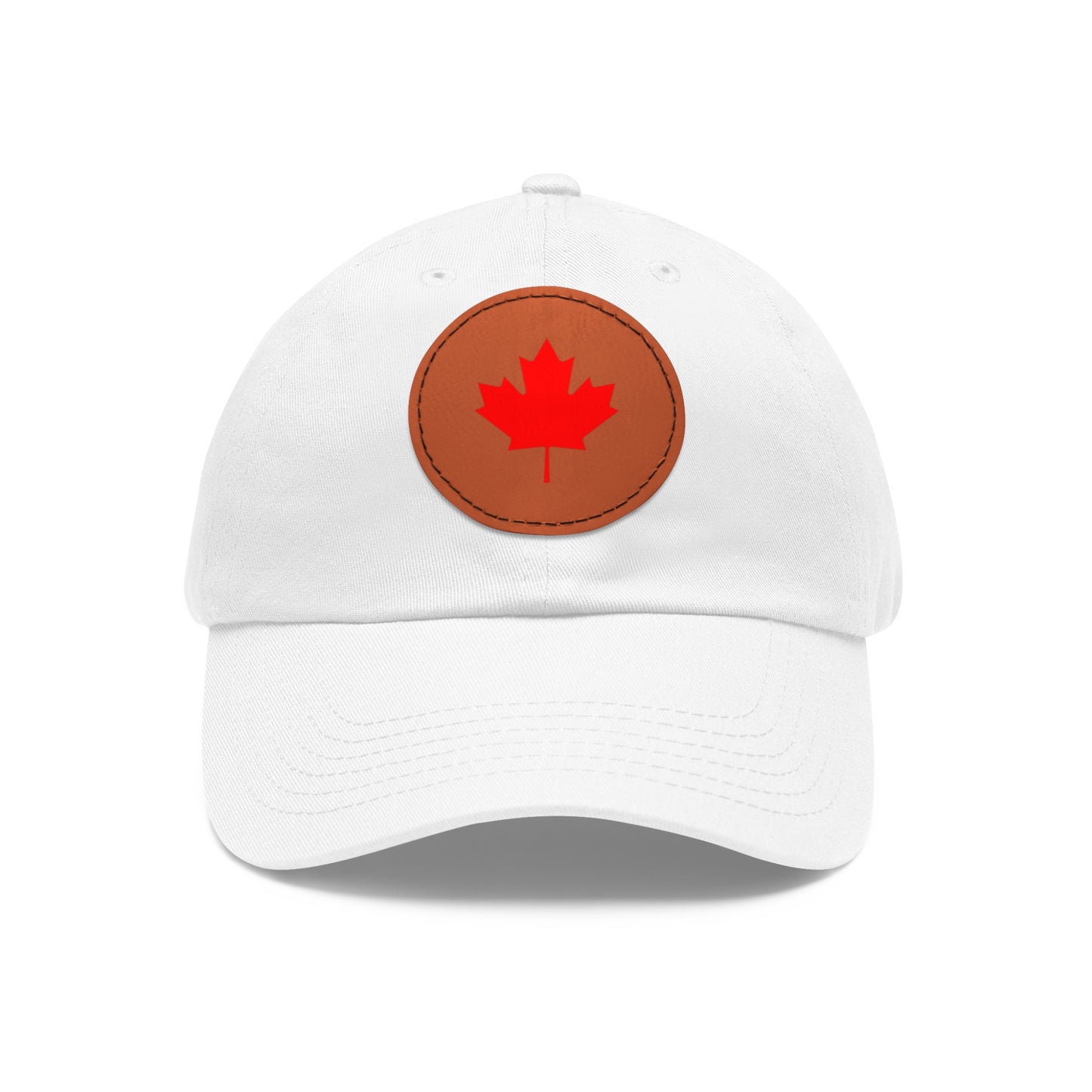 Dad Hat with Leather Patch (Round) with Canadian Maple Leaf