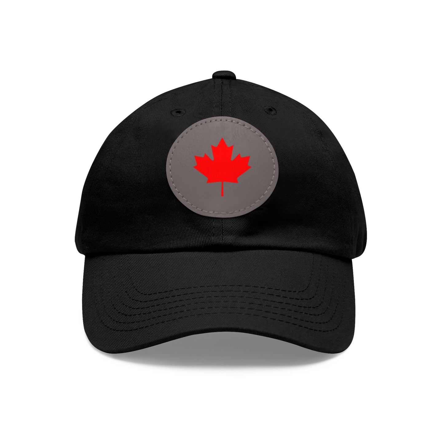 Dad Hat with Leather Patch (Round) with Canadian Maple Leaf