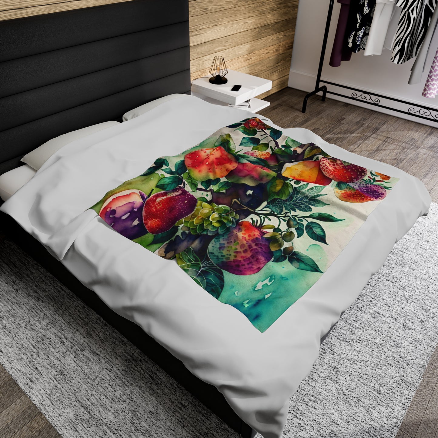 Fruit Garden watercolor, Velveteen Plush Blanket