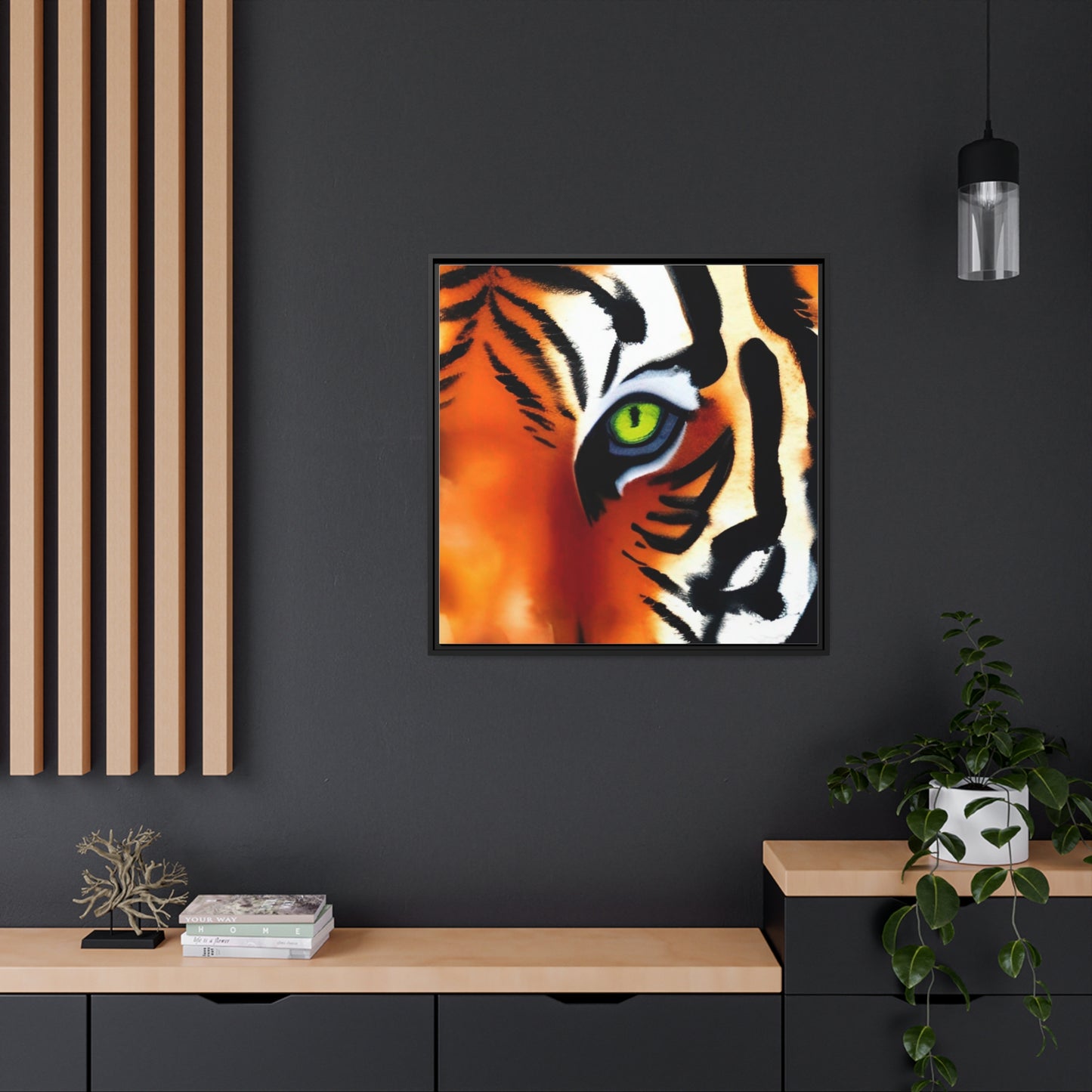 TIGER, Matte Canvas, Black Frame