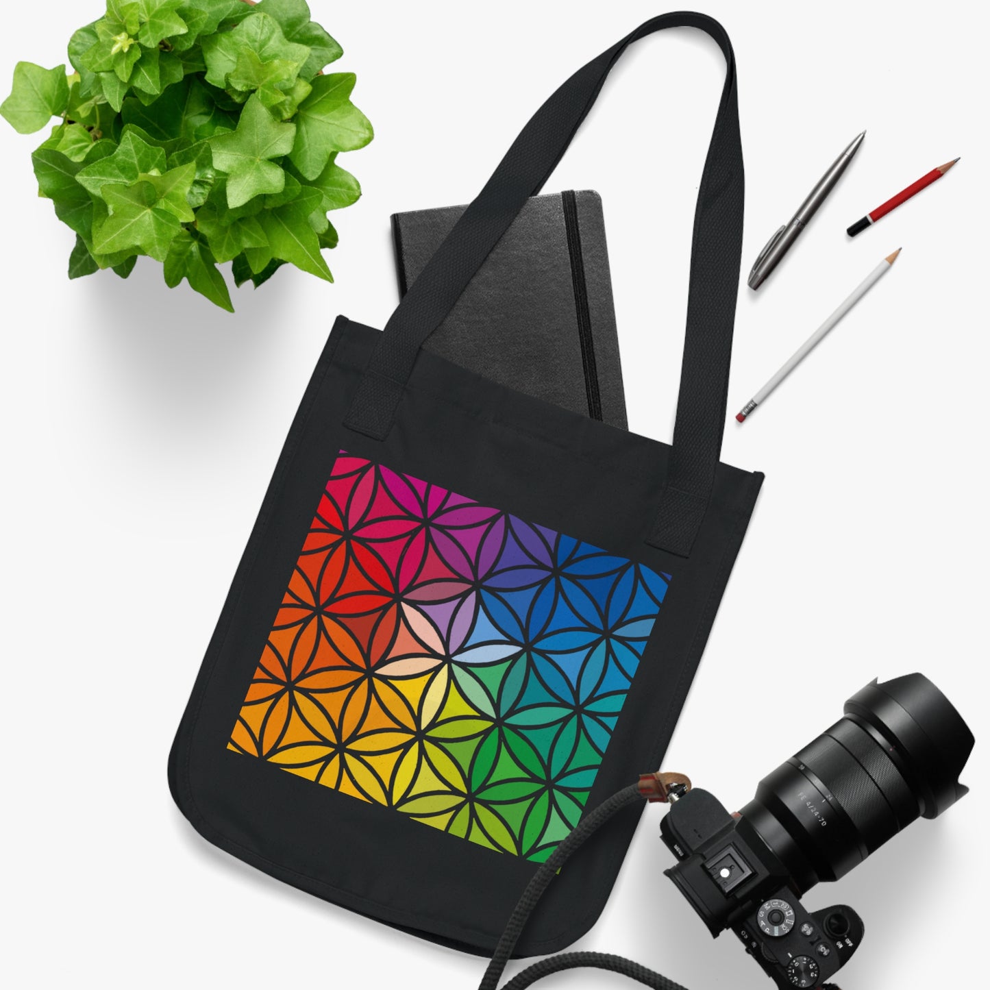 Organic Canvas Tote Bag, Flower of Life