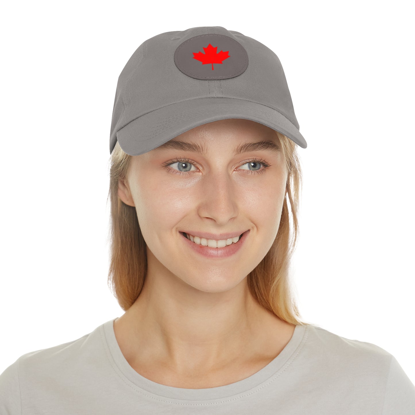 Dad Hat with Leather Patch (Round) with Canadian Maple Leaf