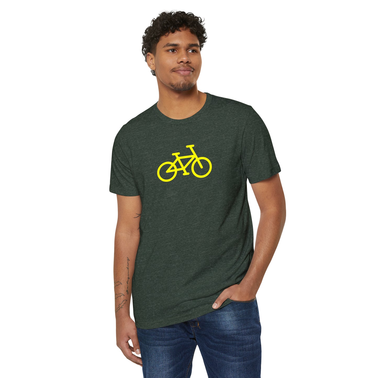 BIKE Unisex Recycled Organic T-Shirt, Gold Print