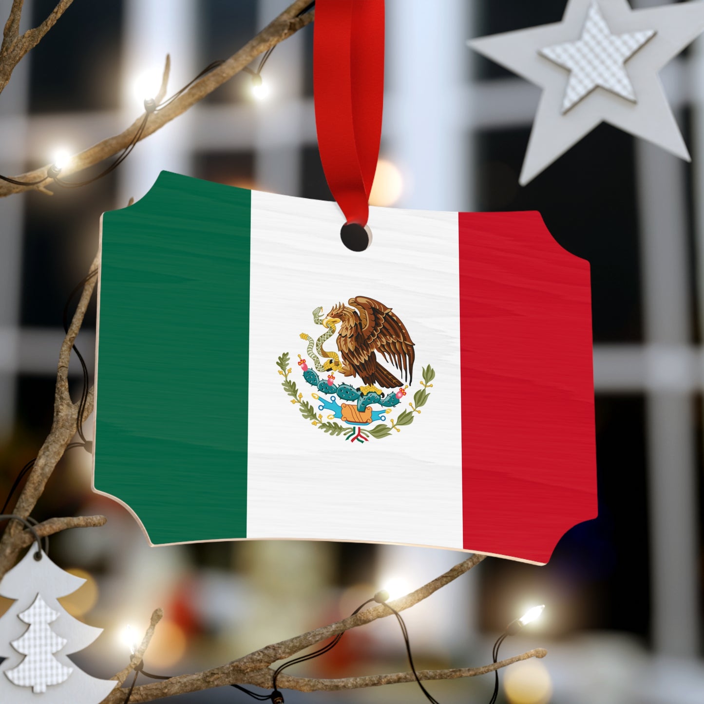 Mexican Flag Plywood Ornament