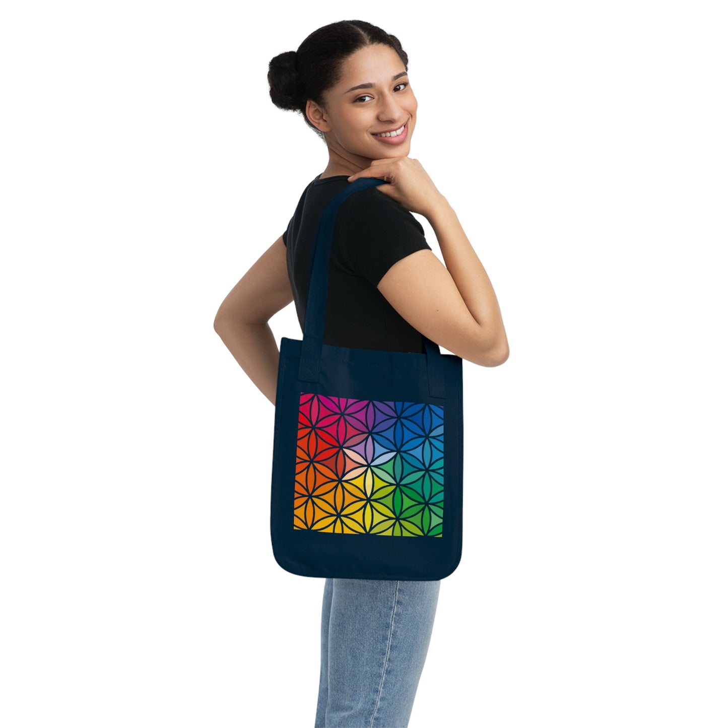 Organic Canvas Tote Bag, Flower of Life