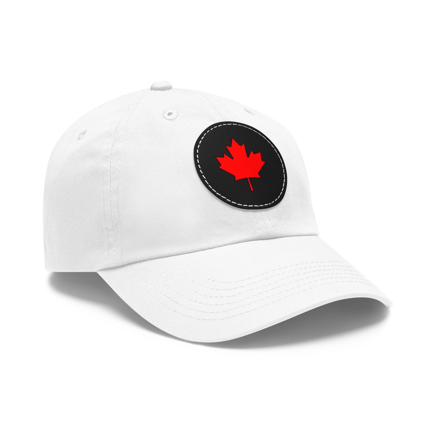 Dad Hat with Leather Patch (Round) with Canadian Maple Leaf