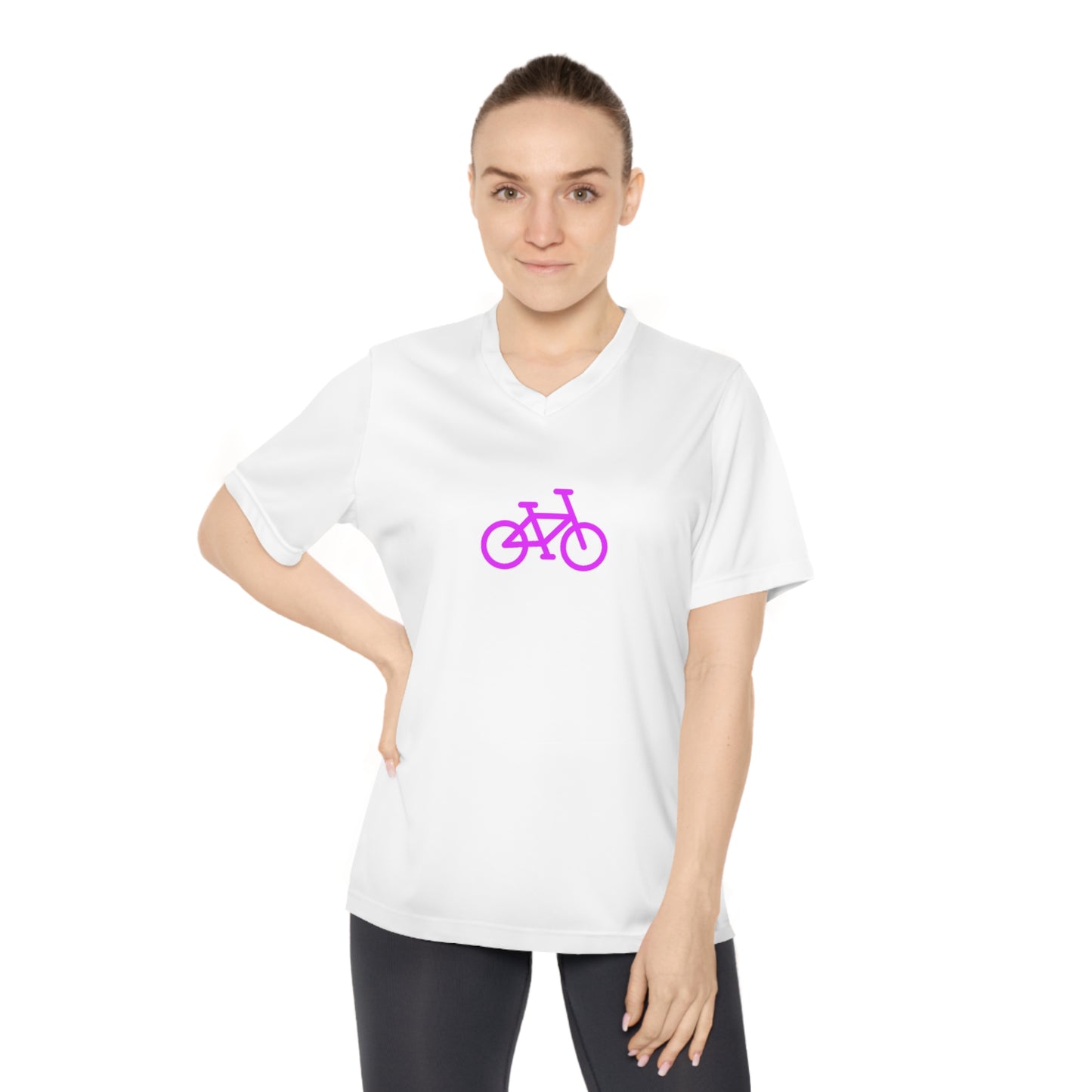 BIKE Women's Performance V-Neck T-Shirt, Pink Print