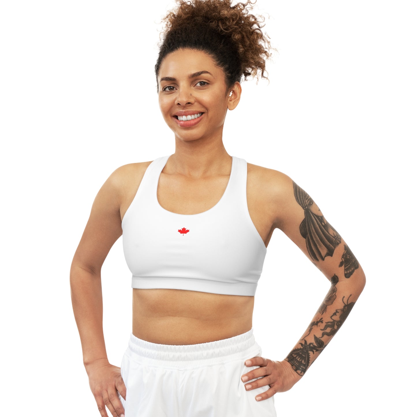 Seamless Sports Bra, Canadian Maple Leaf