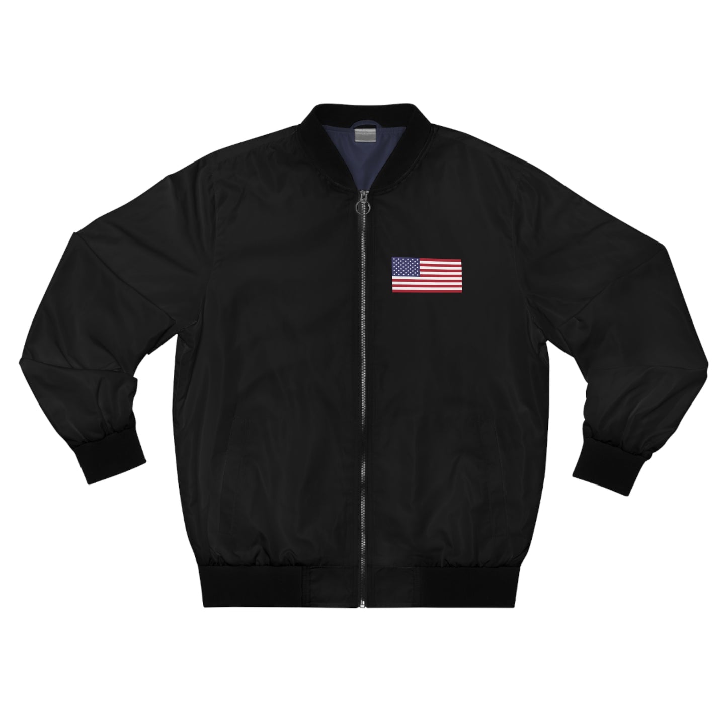 American Flag Men's Bomber Jacket, Black