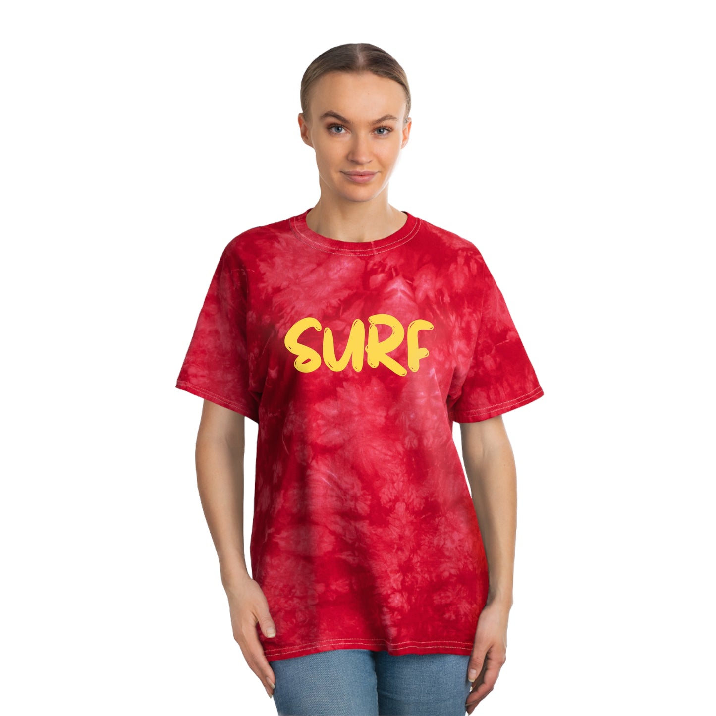 SURF Tie-Dye Tee, Crystal, Gold Script