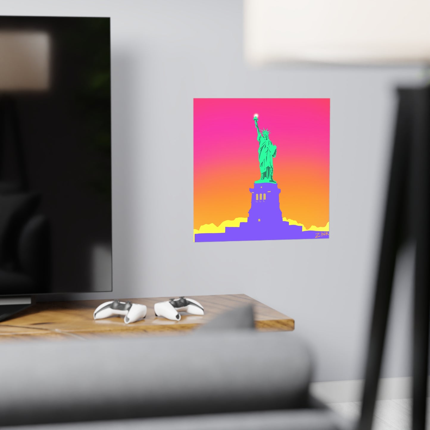 Statue of Liberty Pop Art, Matte Square Poster