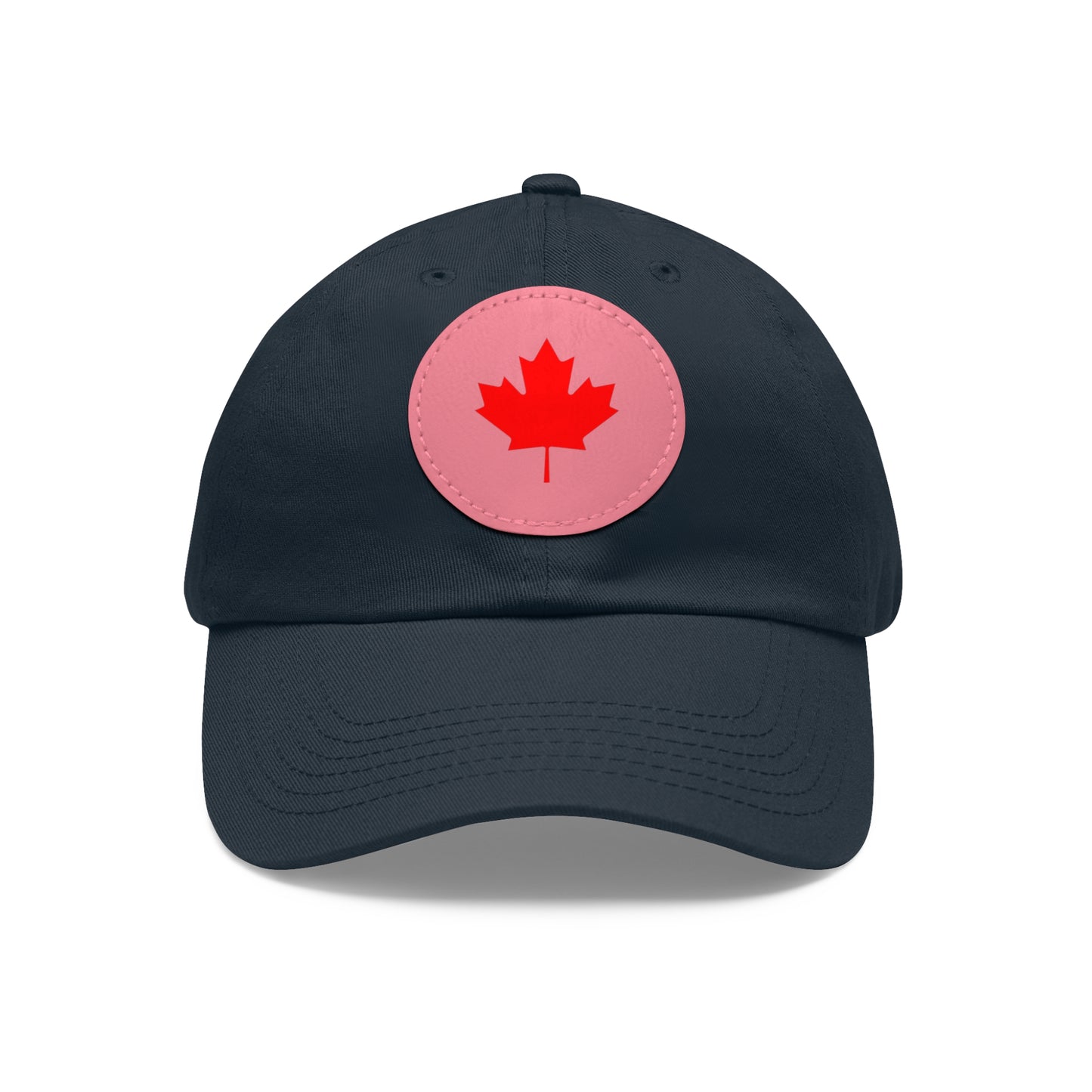 Dad Hat with Leather Patch (Round) with Canadian Maple Leaf
