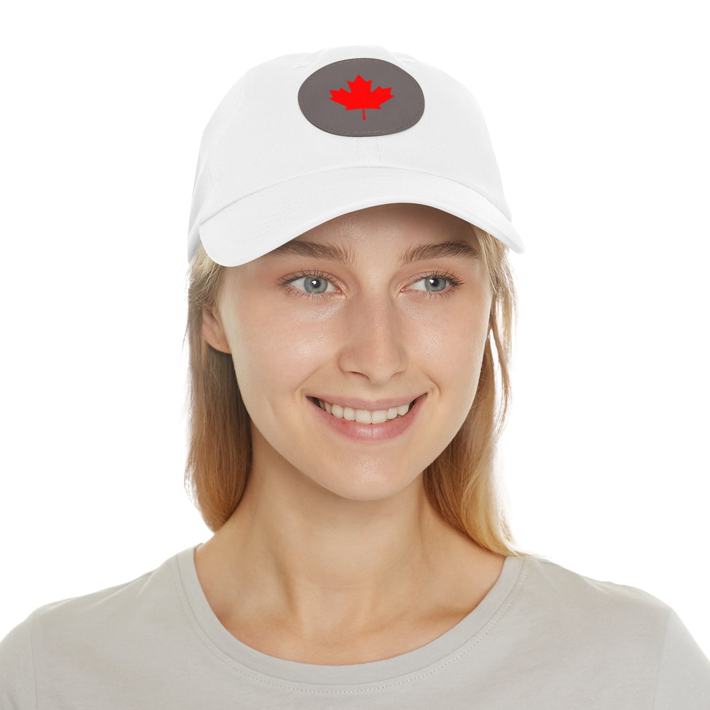 Dad Hat with Leather Patch (Round) with Canadian Maple Leaf
