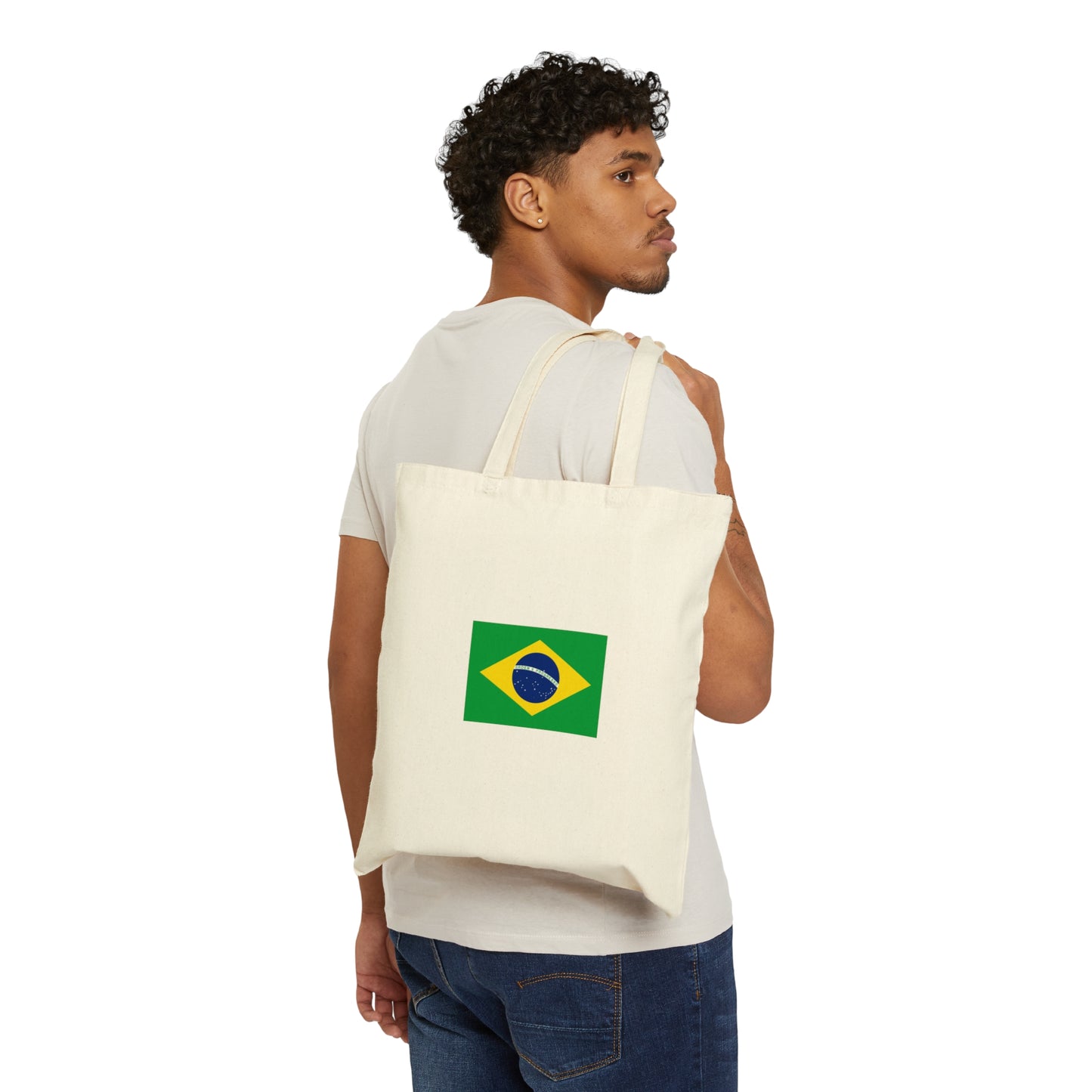 Brazilian Flag, Cotton Canvas Tote Bag