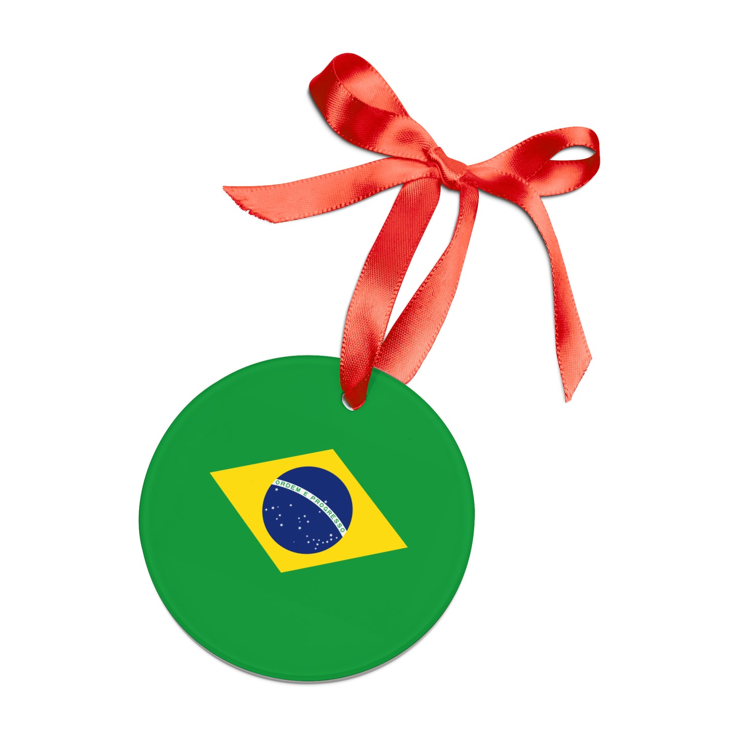 Brazilian Flag, Acrylic Ornament with Ribbon