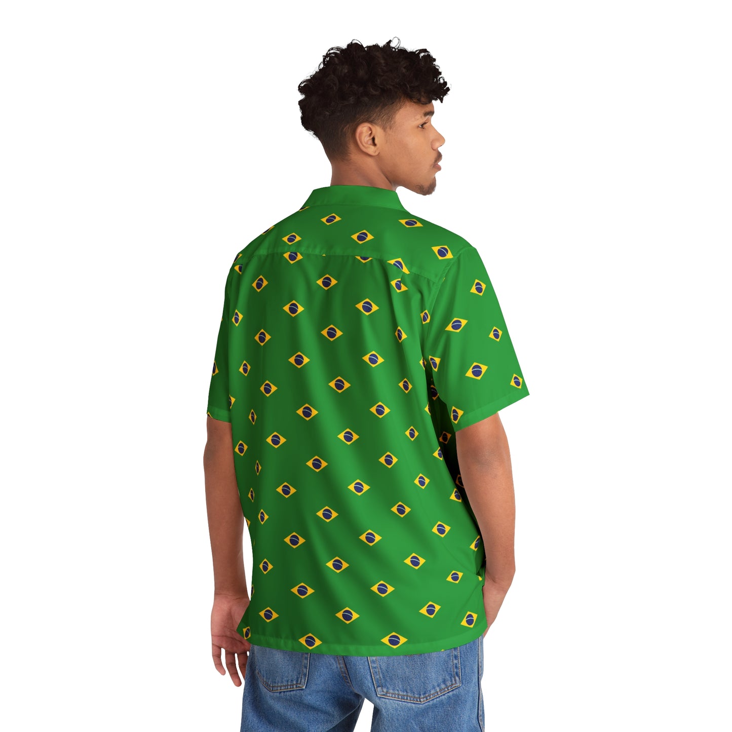 Men's Hawaiian Shirt, Brazilian Flag