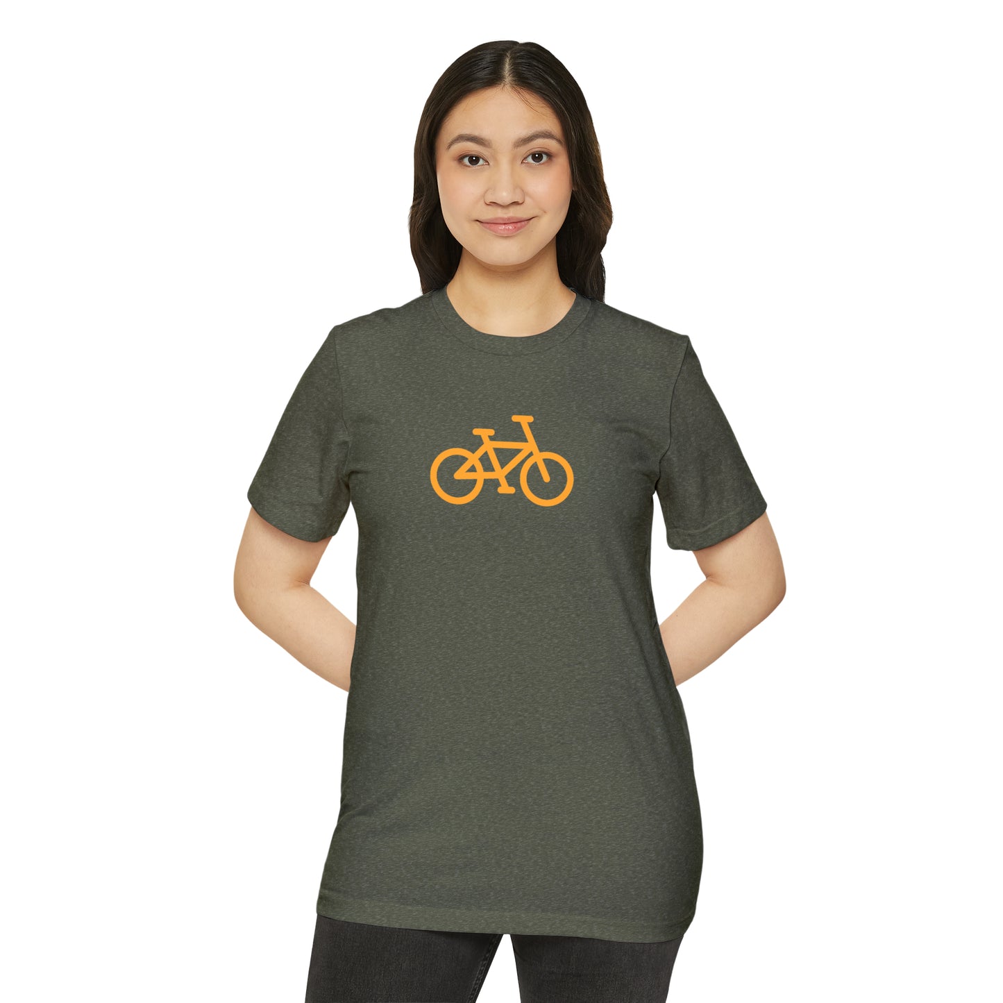 BIKE, Unisex Recycled Organic T-Shirt, Orange Print