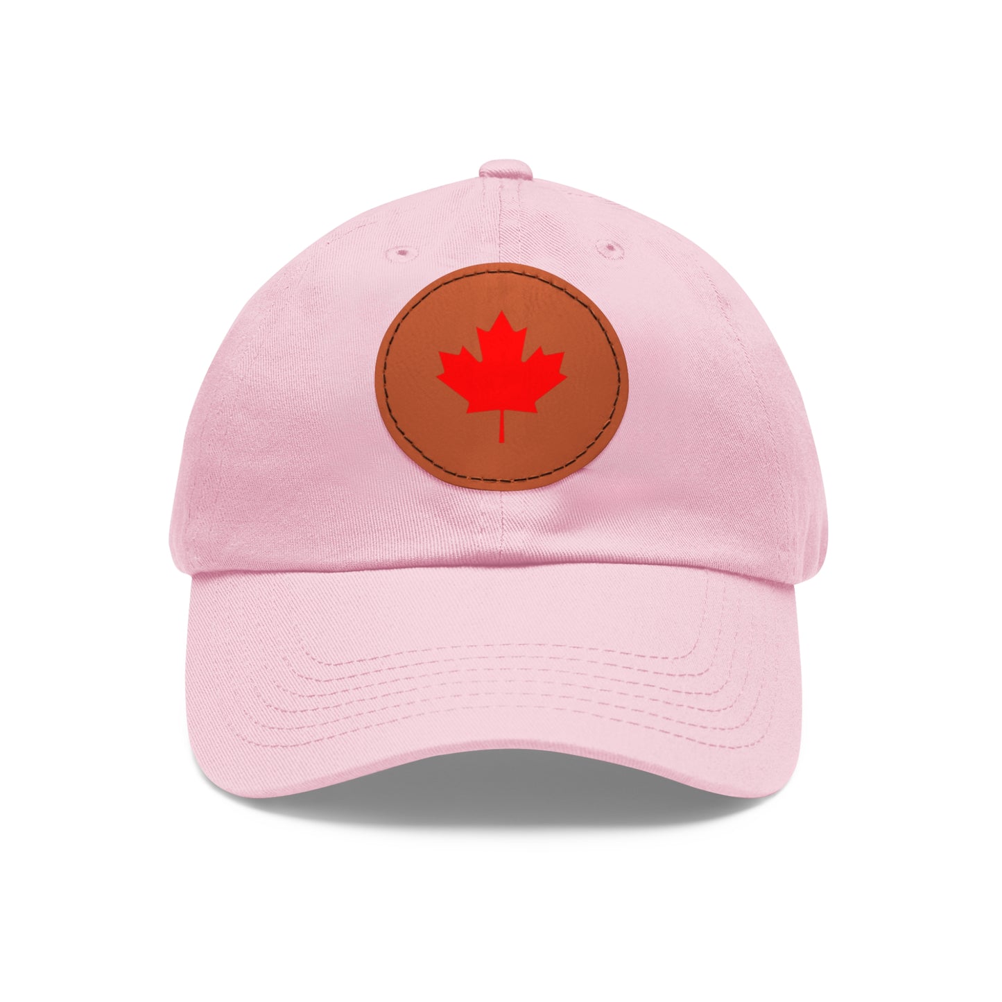 Dad Hat with Leather Patch (Round) with Canadian Maple Leaf