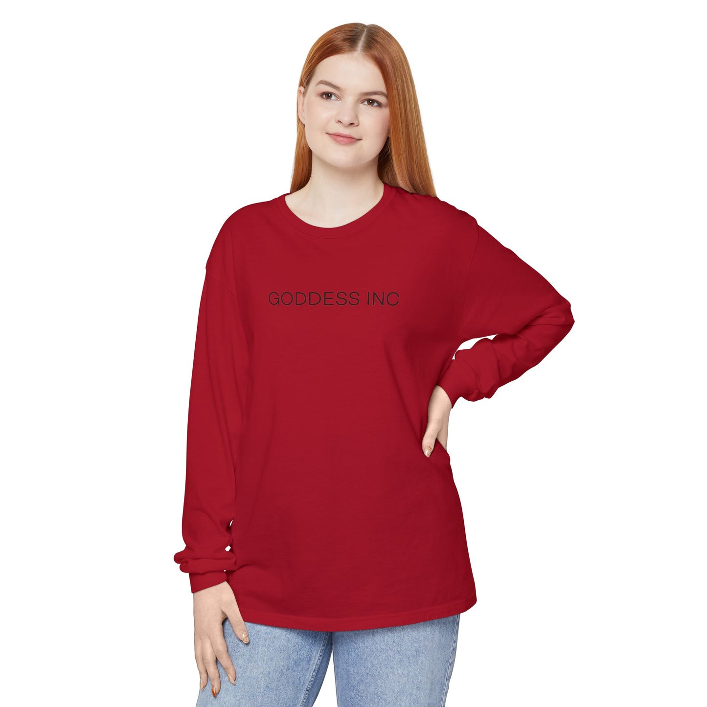 GODDESS INC Garment-dyed Long Sleeve T-Shirt
